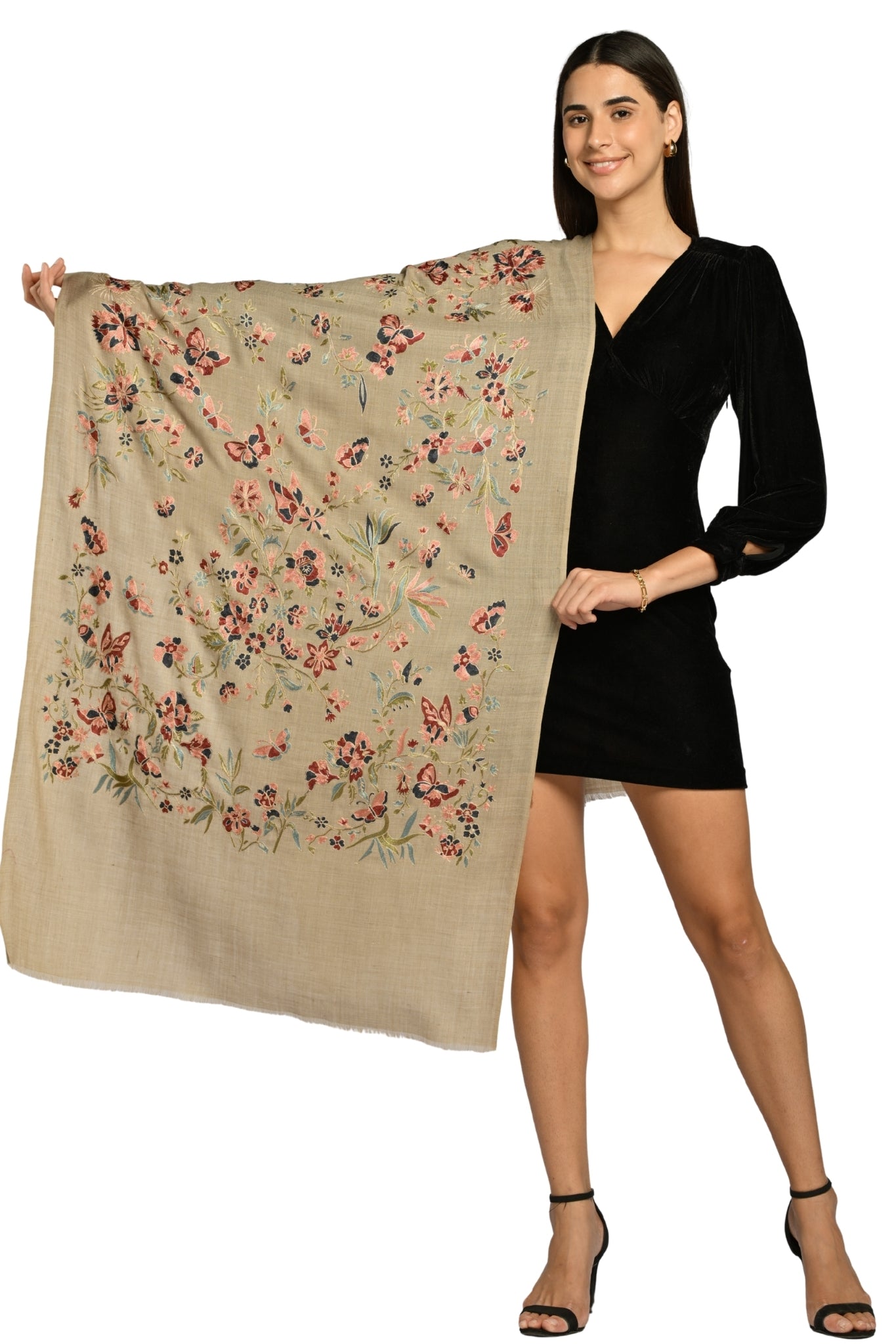 Taroob Butterfly Bloom Embroidered Stole