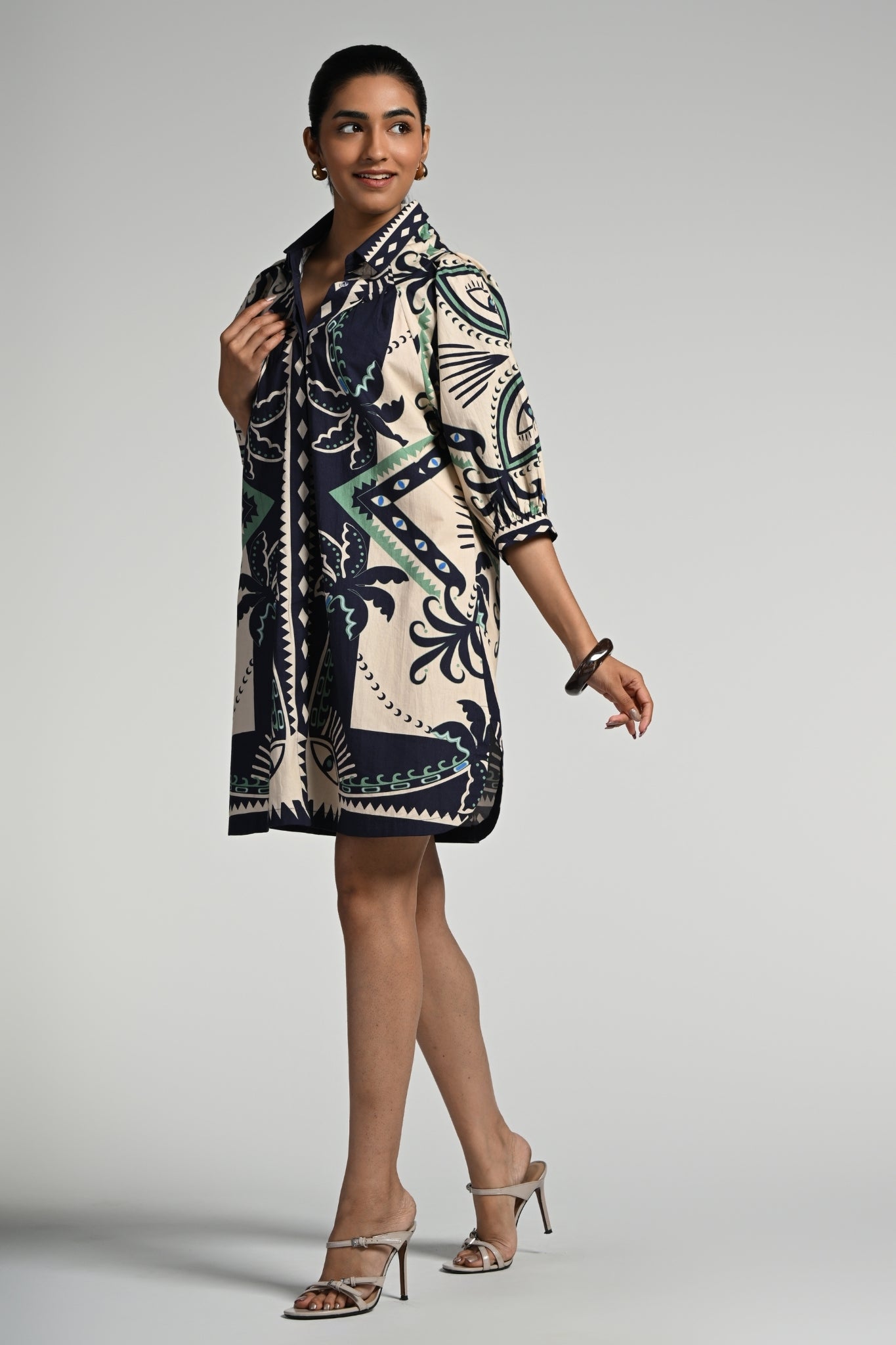 Taroob Geo Palms Cotton Dress