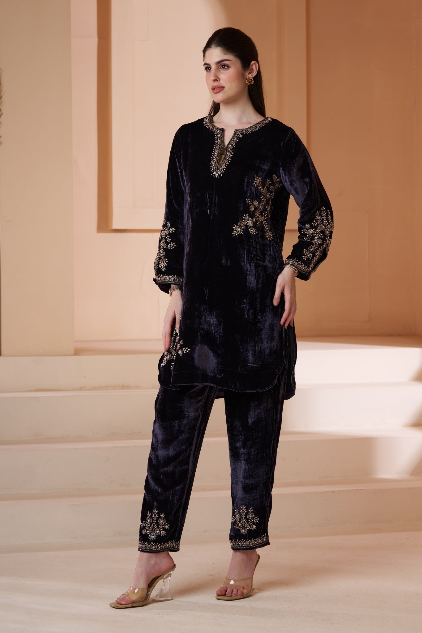 Taroob Hand Embellished Velvet Co-ord Set