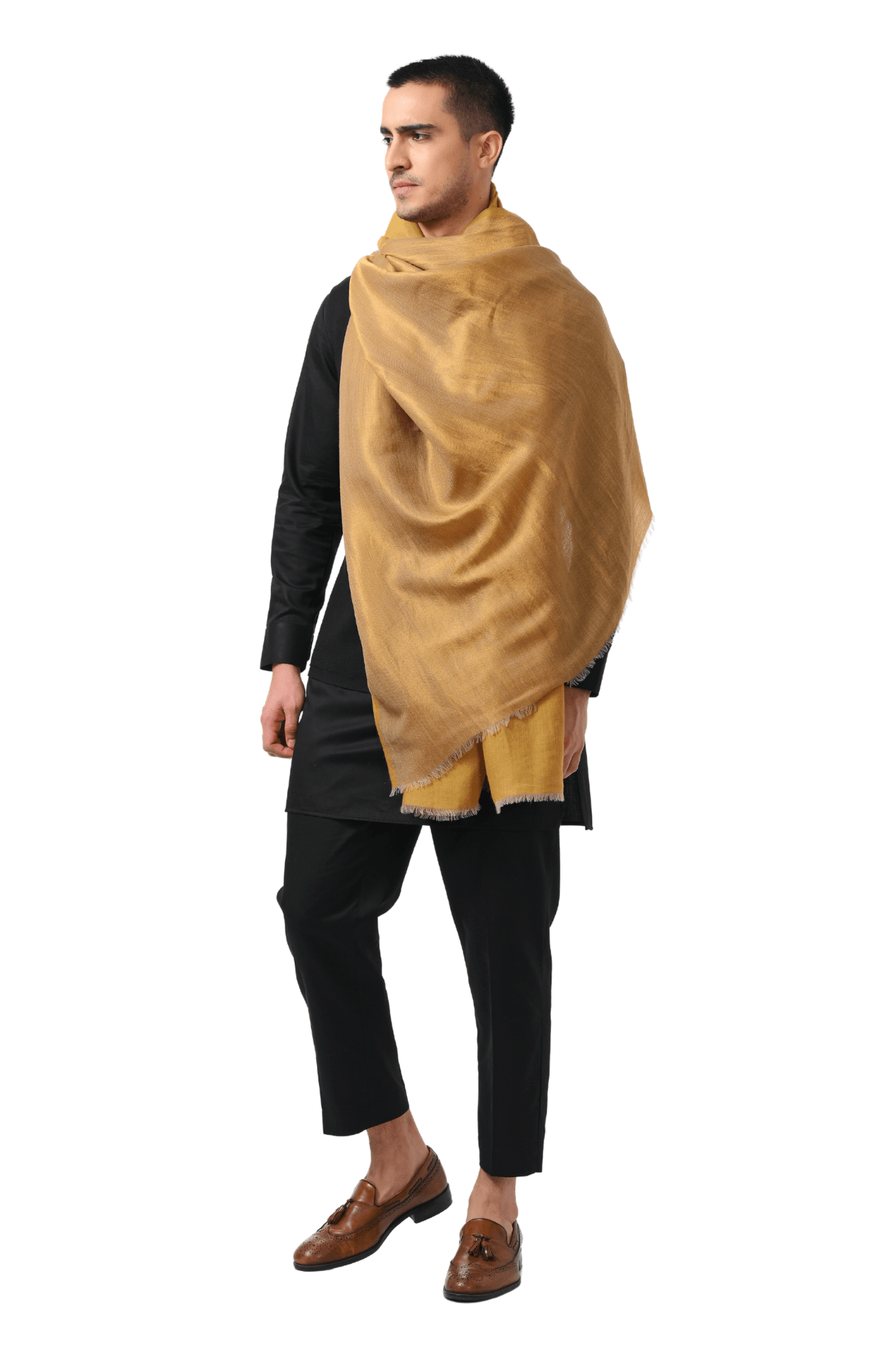 Taroob Men's Solid Reversible Wool Zari Stole