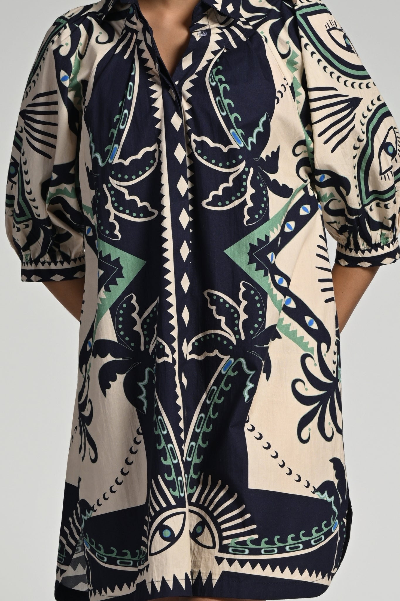 Taroob Geo Palms Cotton Dress