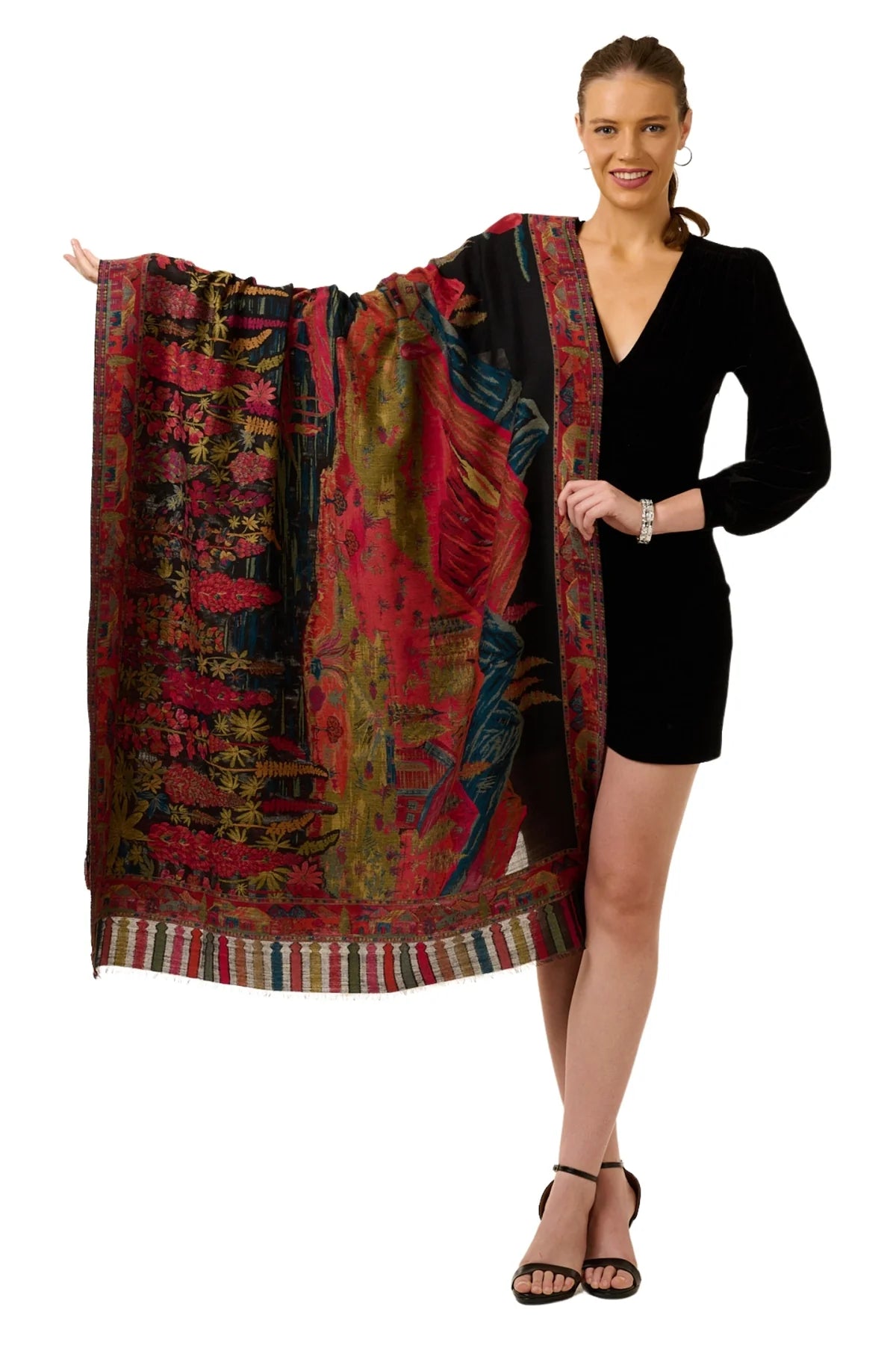 Taroob Gift Set of Pure Wool Kashmiri Shikara Kaani Shawl for Him or Her