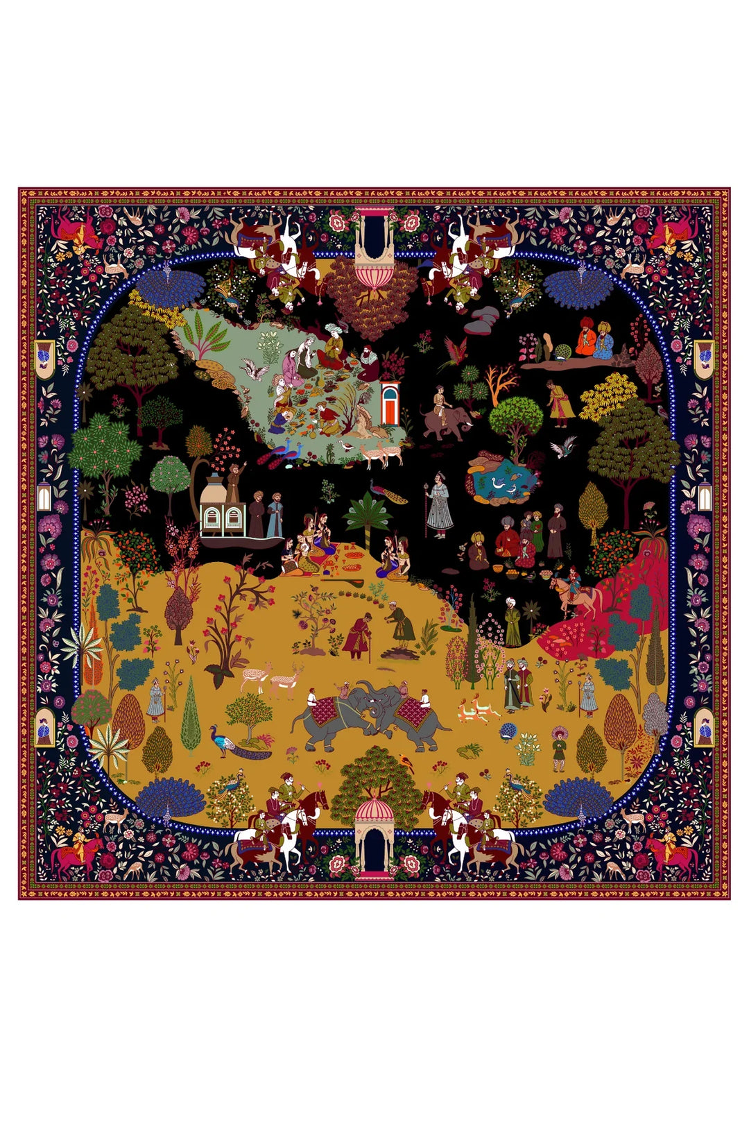 Taroob Couple Gift of Authentic Wool Kalamkari Stole for Her & Pocket Square for Him