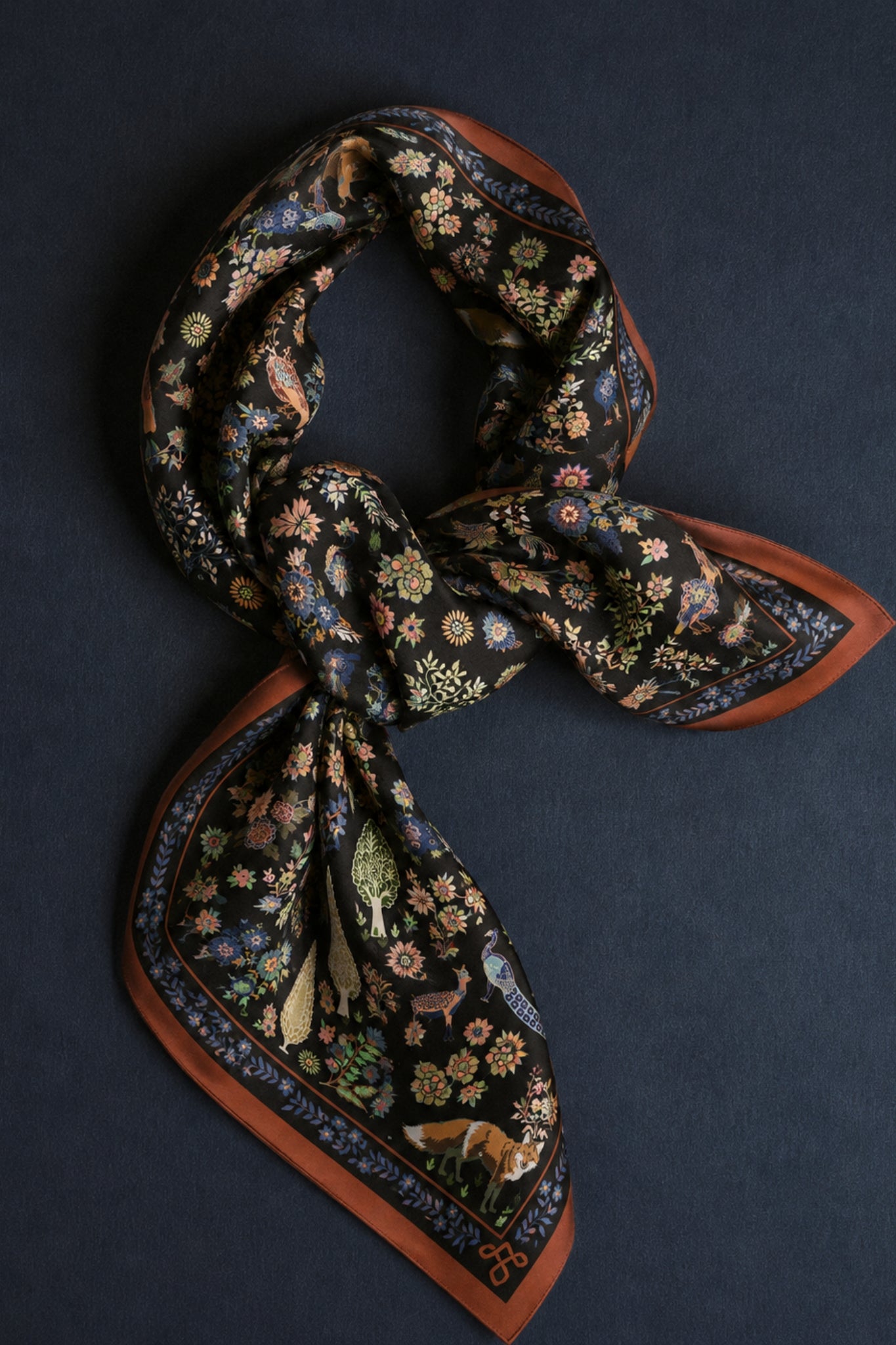Black Safari Printed Satin Square Scarf Taroob