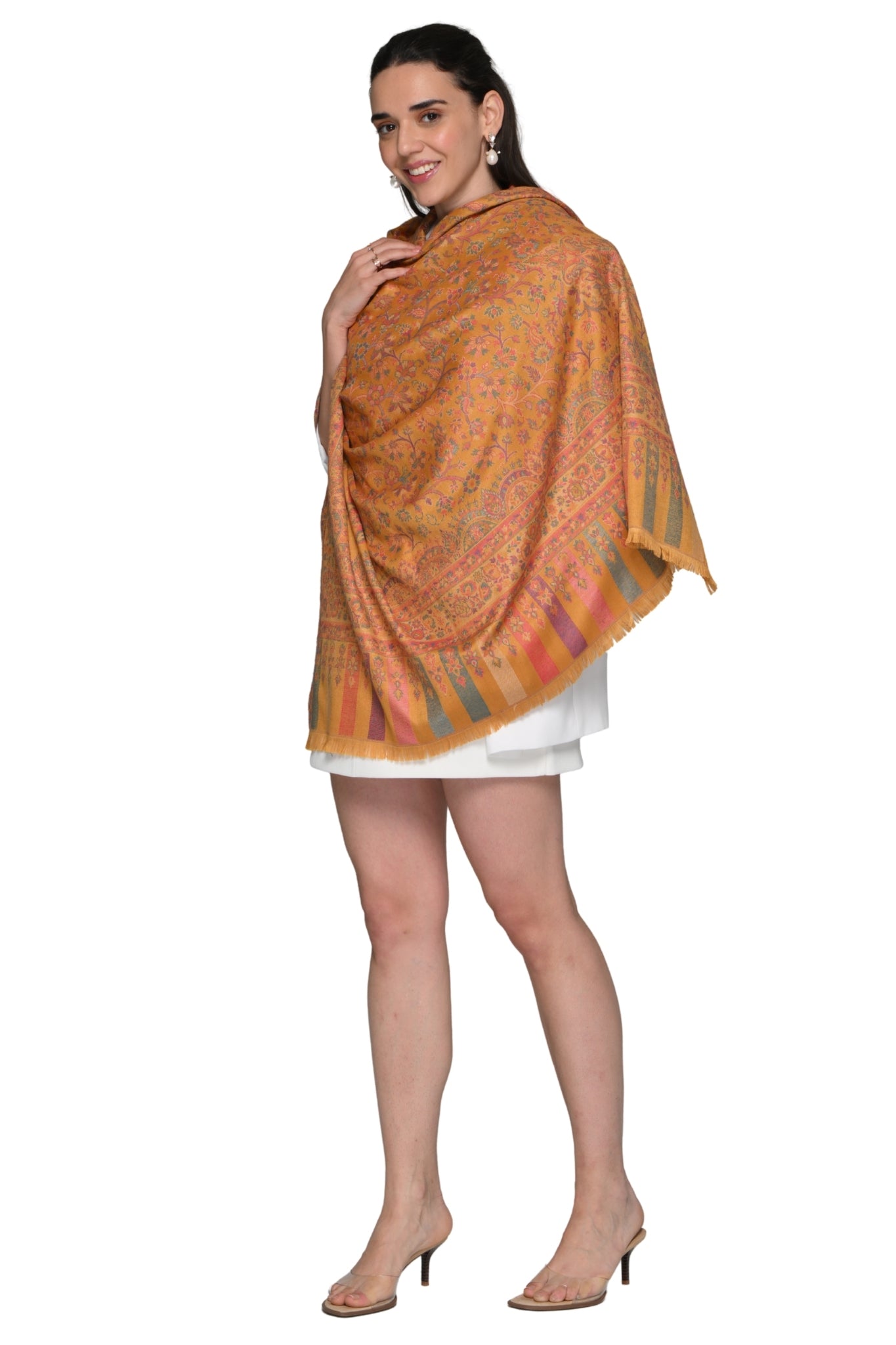 Faux Pashmina Antique Kaani Shawl – Women's – View 5 | Taroob