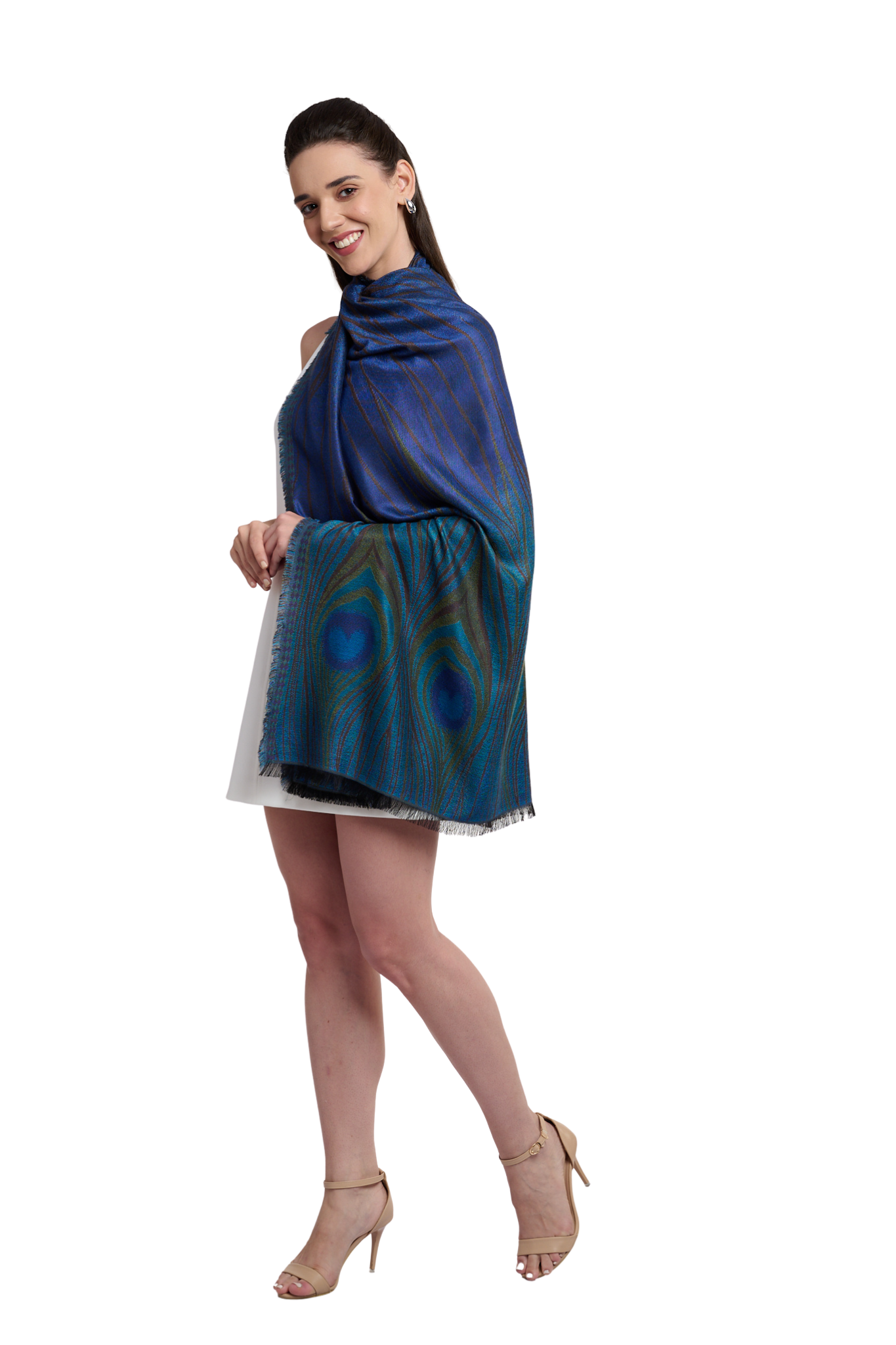 Taroob Women's Royal Peacock Silk Stole