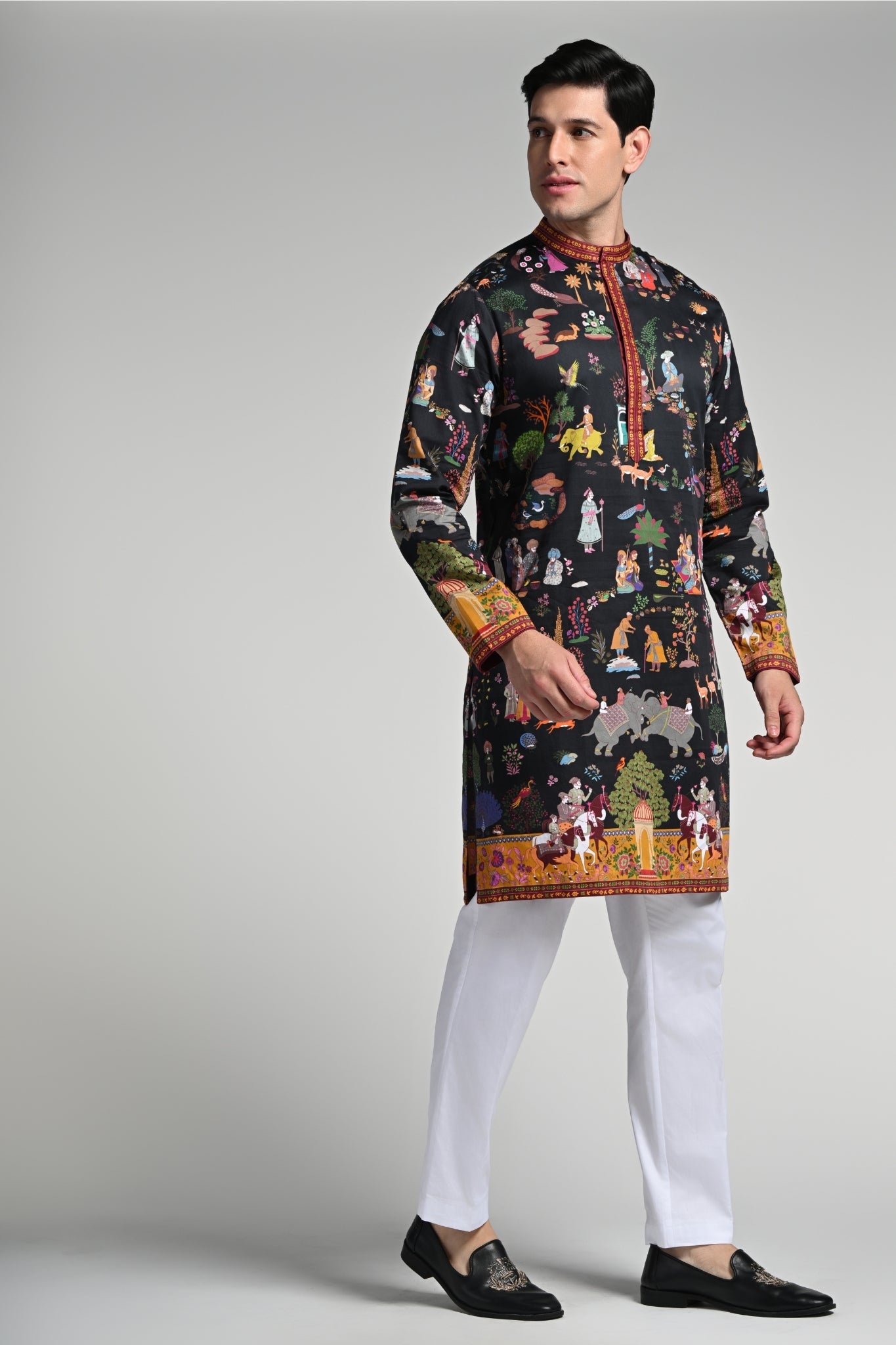 Taroob Printed Mughal Shikar-dar Kurta Pajama Set