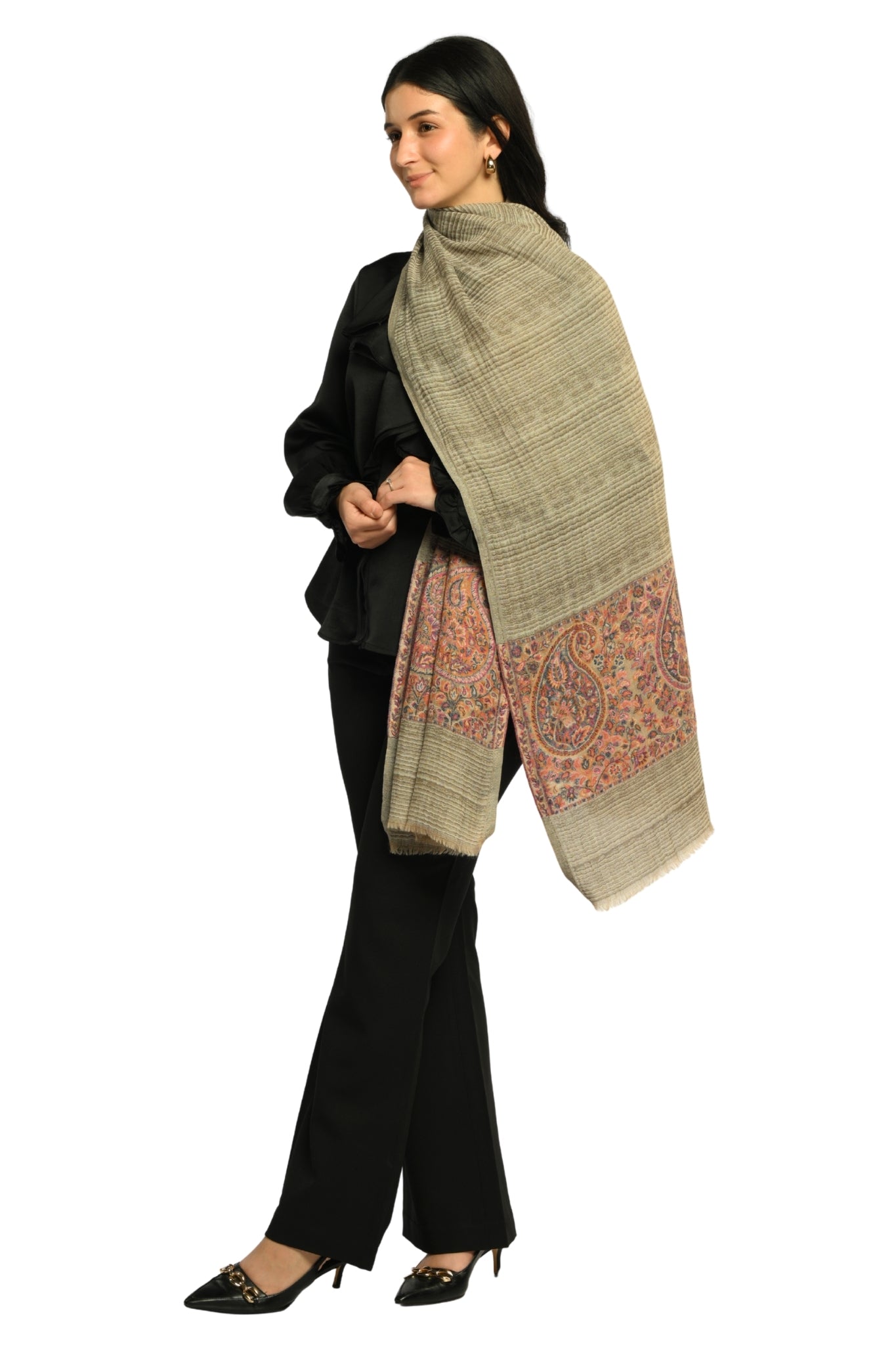 Taroob Royal Kaani Stripe Wool Stole
