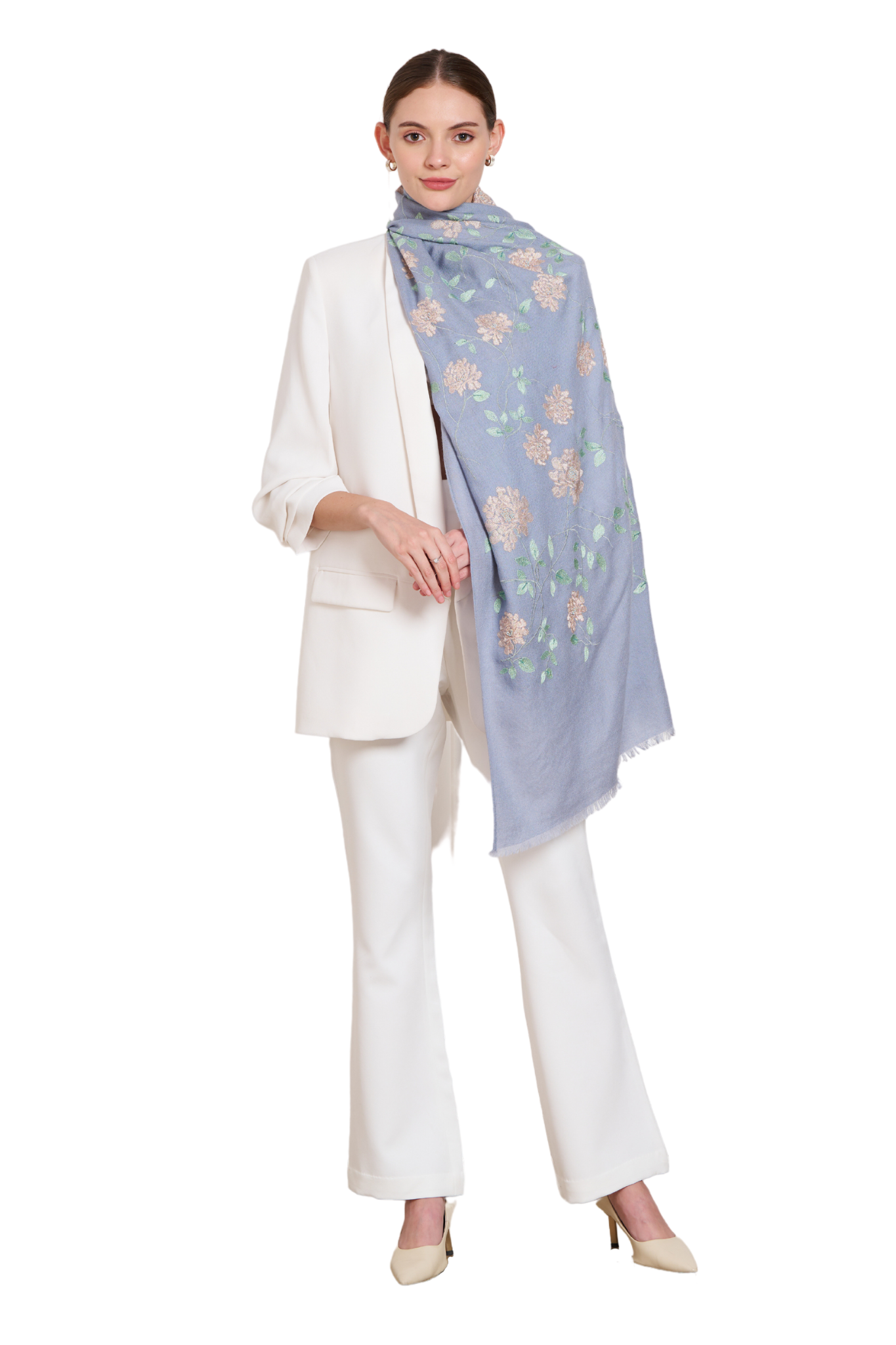 Taroob Dreamy Floral Embroidered Woollen Stole