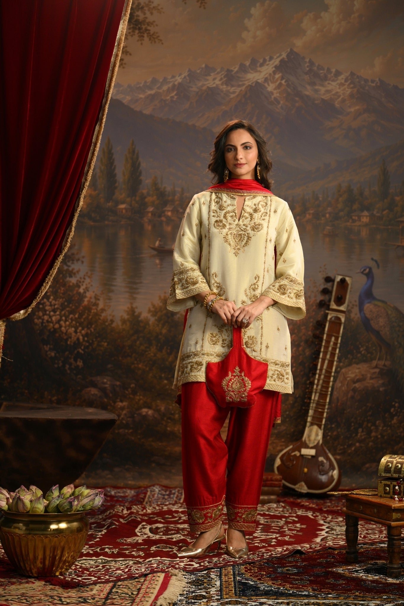 Ivory Meher Bagh Embroidered Kurta Set Taroob