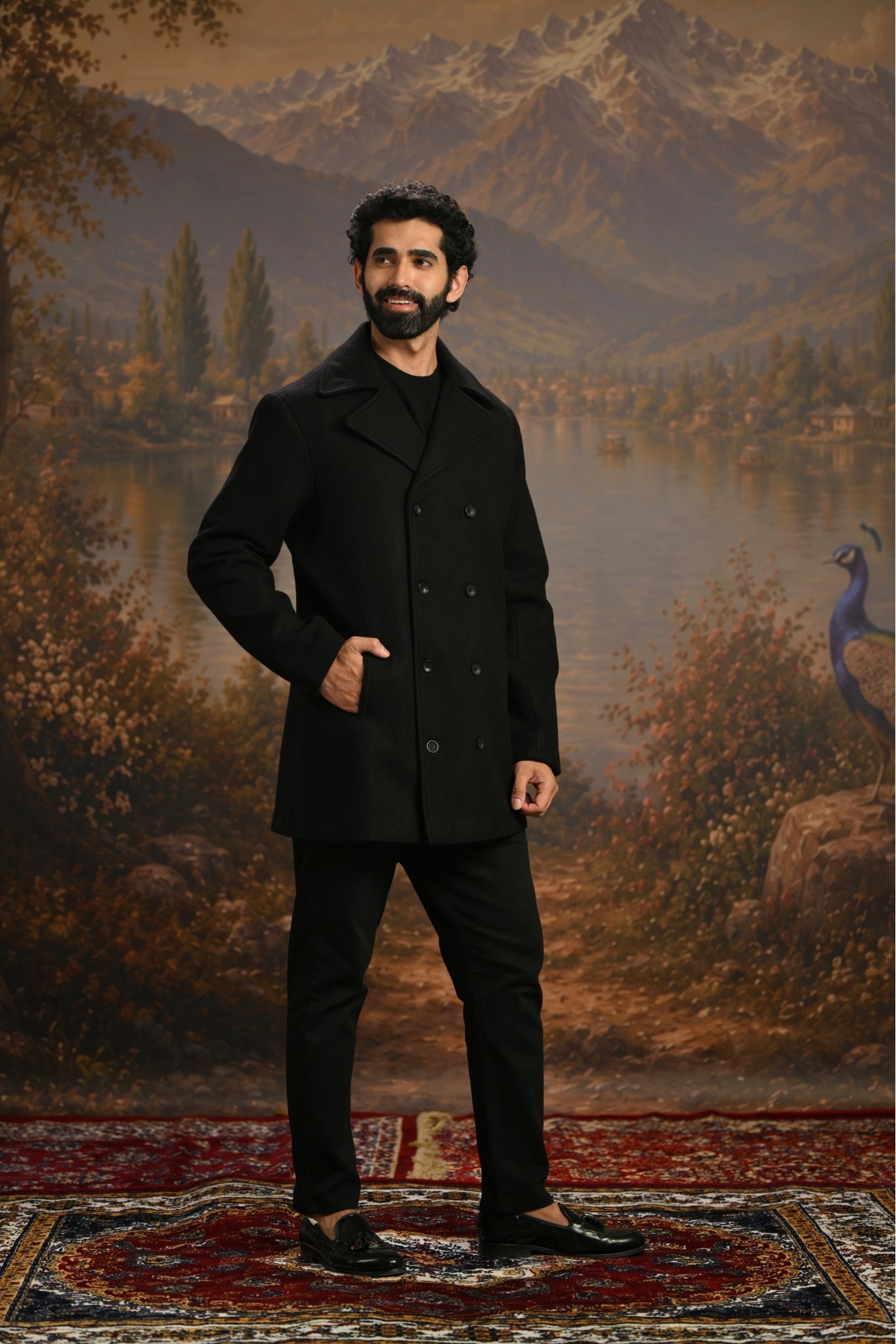 Cashmere Wool Men's Peacoat