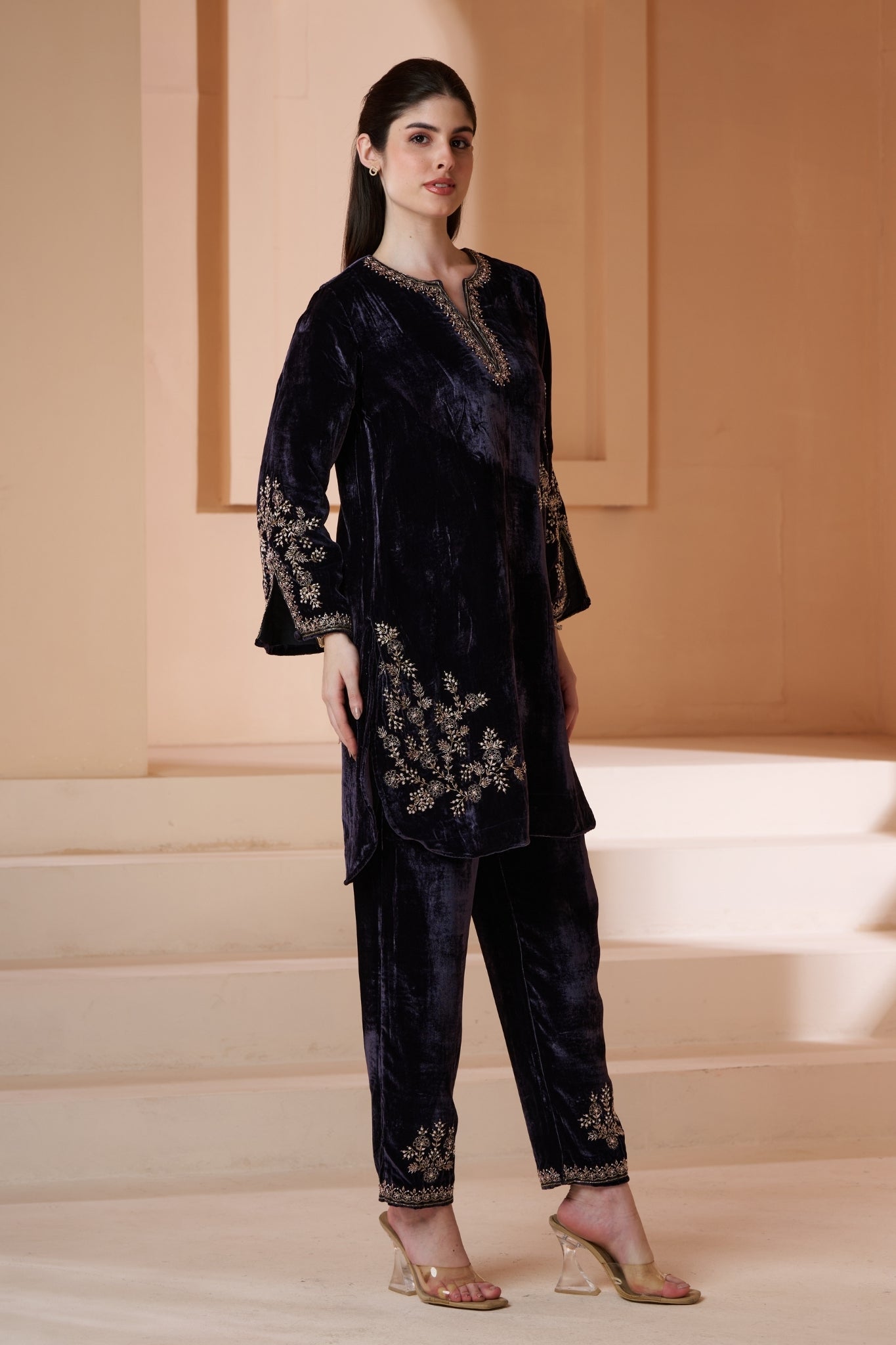 Taroob Hand Embellished Velvet Co-ord Set