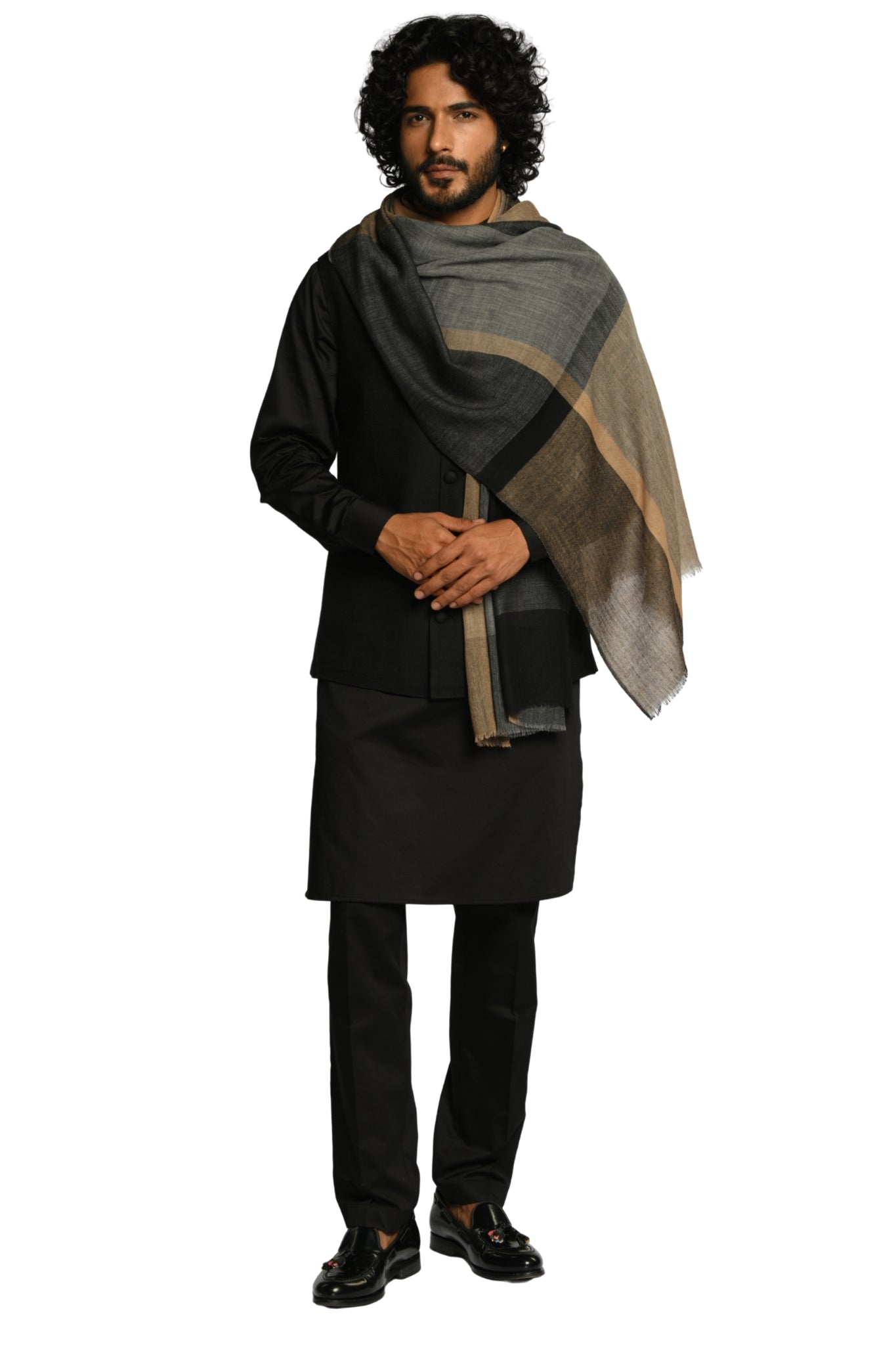 Taroob Noble Grid Merino Wool Scarf