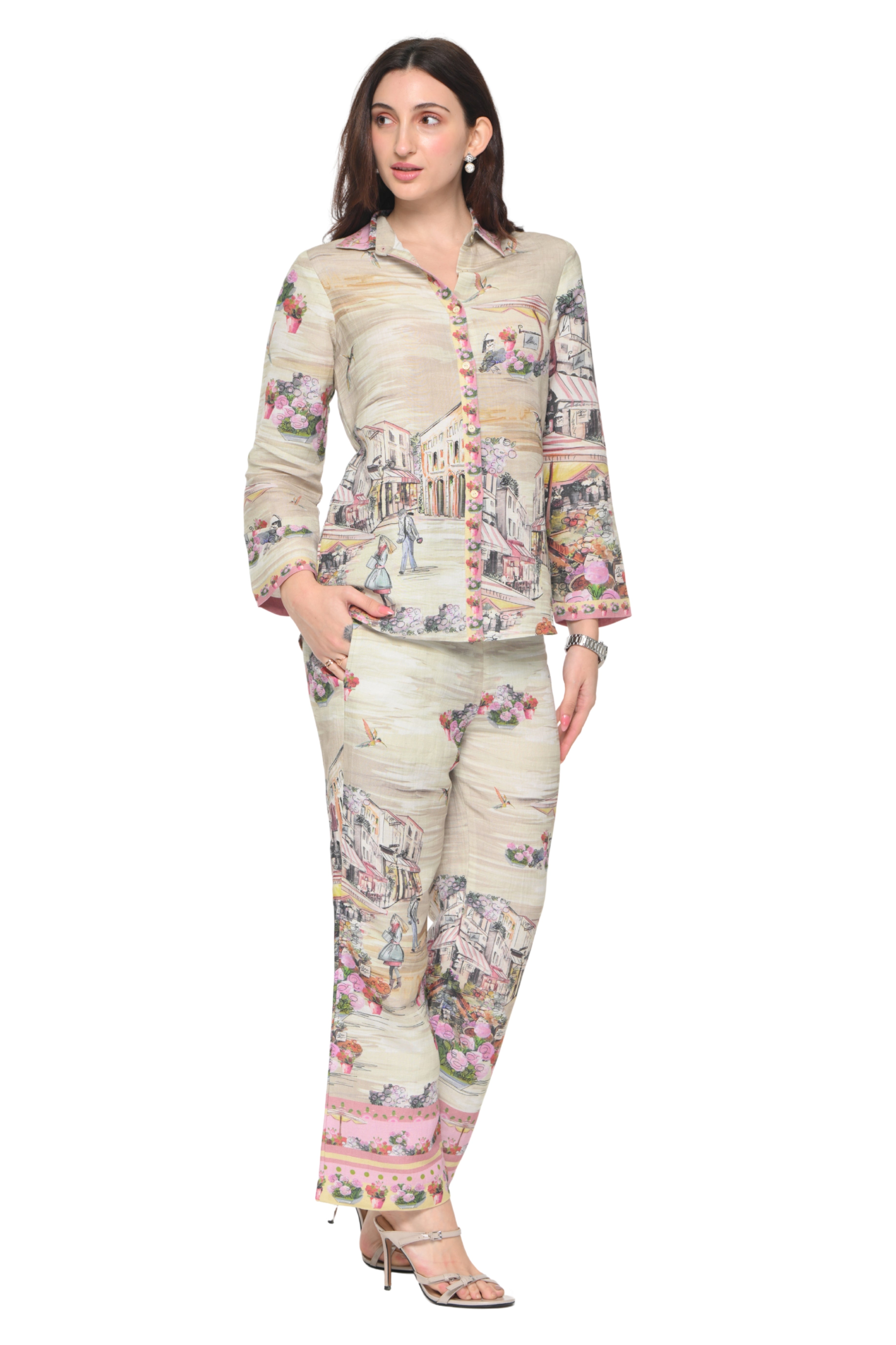 Taroob Riviera Fruits Linen Co-ord Set
