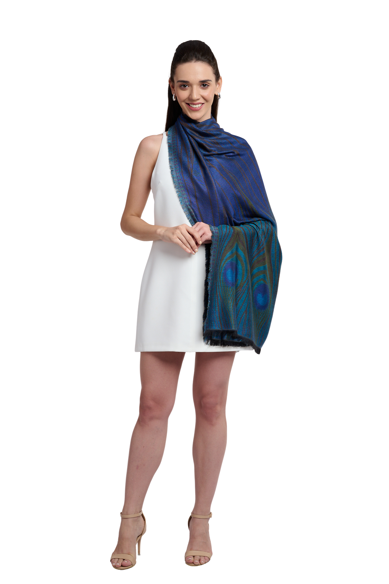 Taroob Women's Royal Peacock Silk Stole