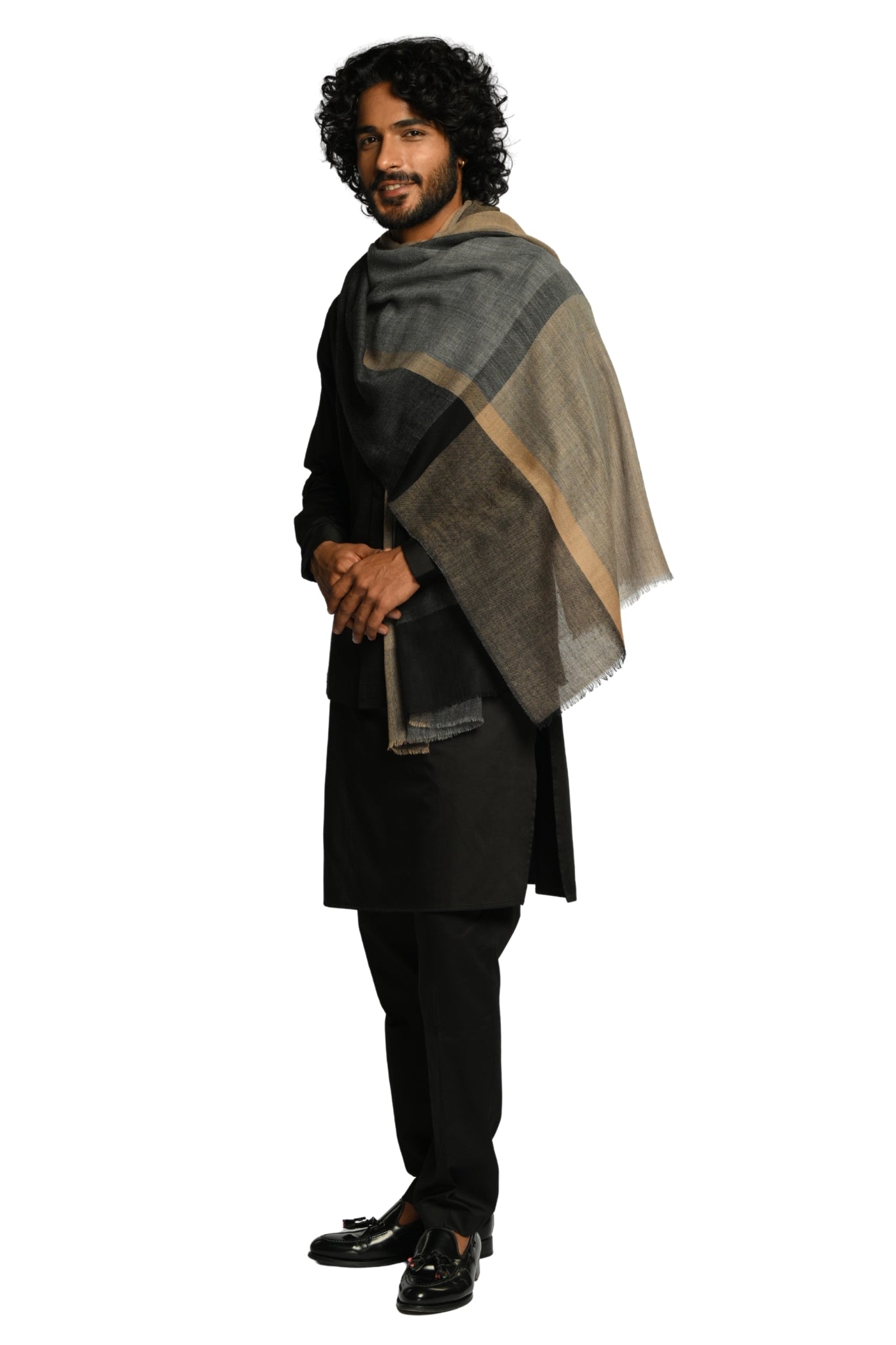Taroob Noble Grid Merino Wool Scarf