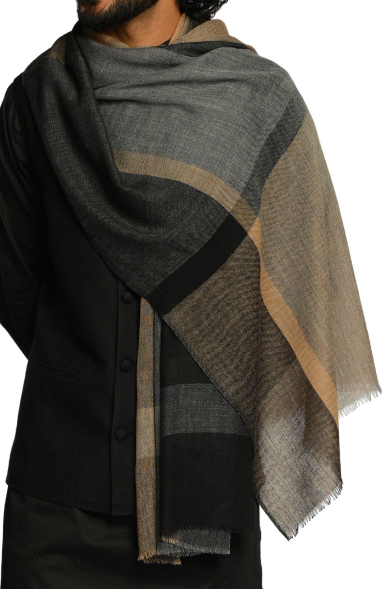 Taroob Noble Grid Merino Wool Scarf
