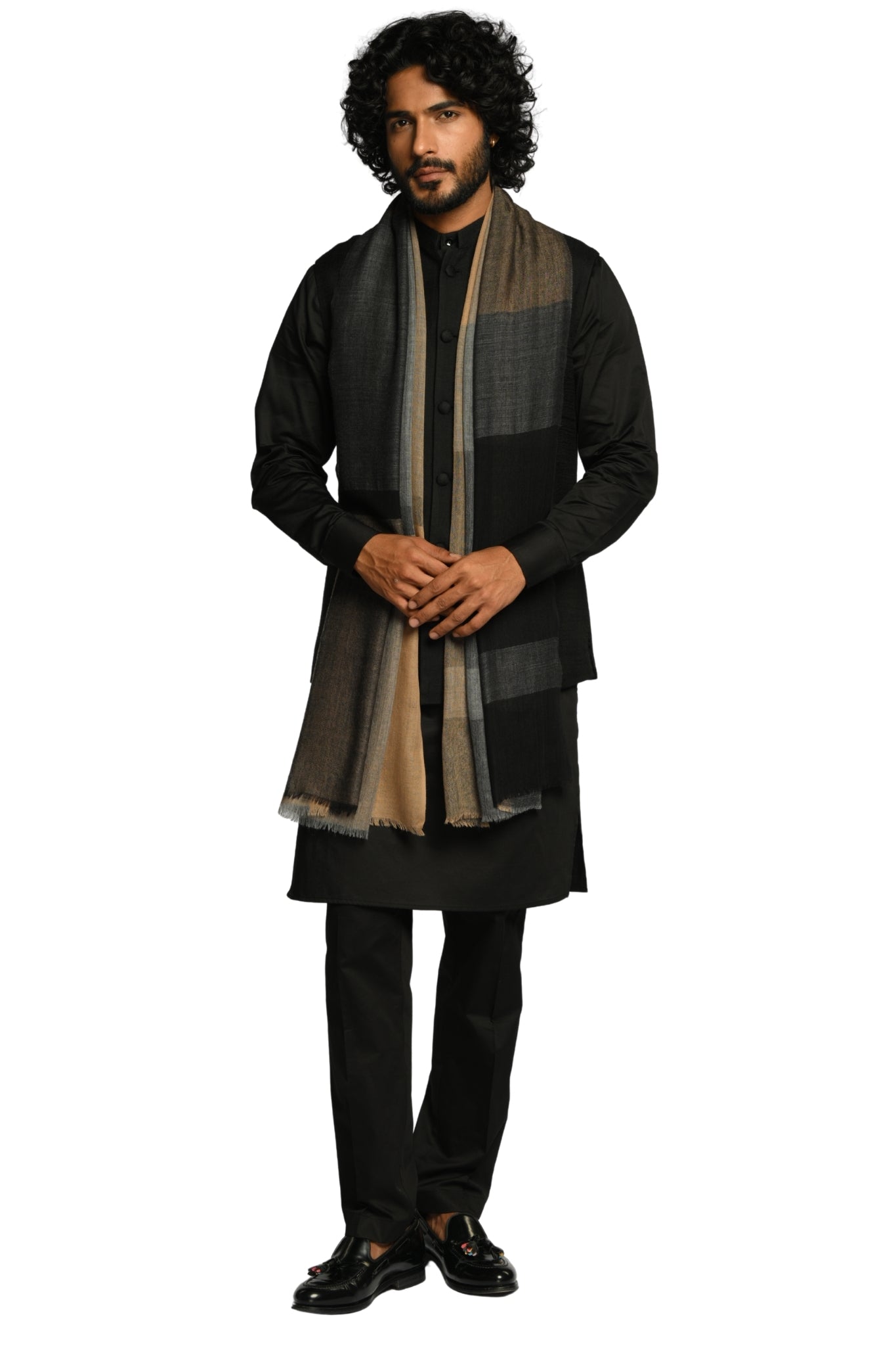 Taroob Noble Grid Merino Wool Scarf
