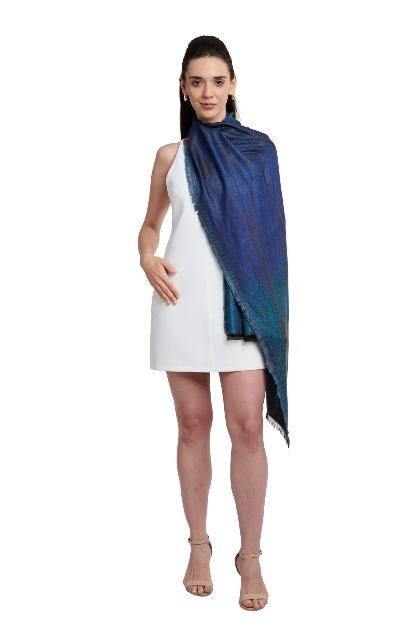 Taroob Women's Royal Peacock Silk Stole