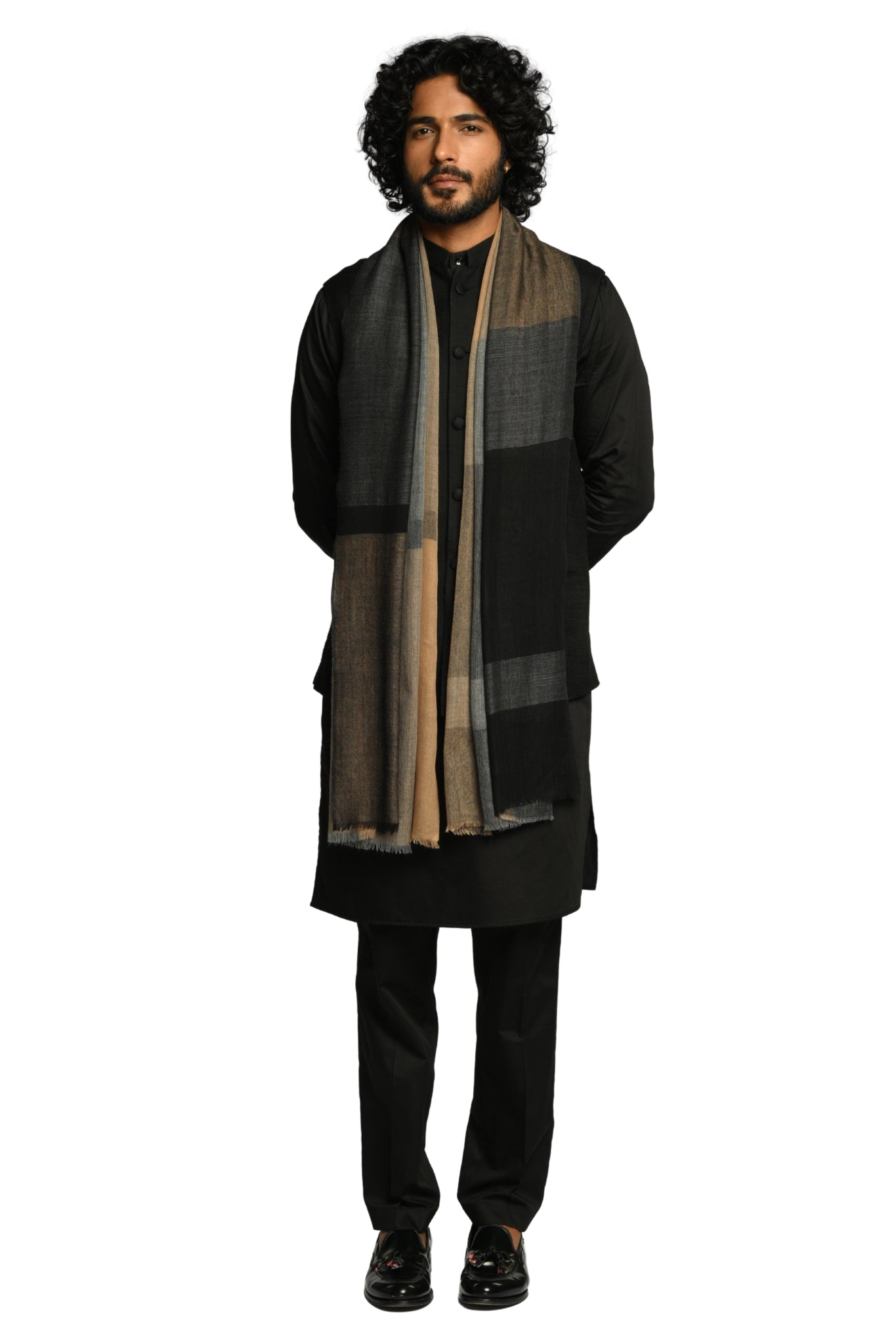 Taroob Noble Grid Merino Wool Scarf