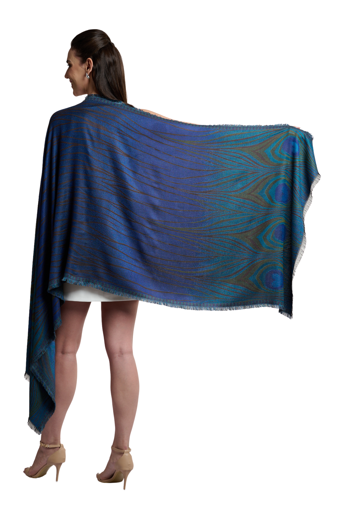 Taroob Women's Royal Peacock Silk Stole