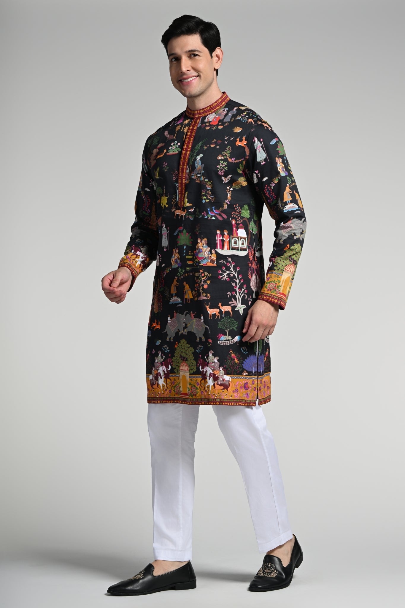Taroob Printed Mughal Shikar-dar Kurta Pajama Set