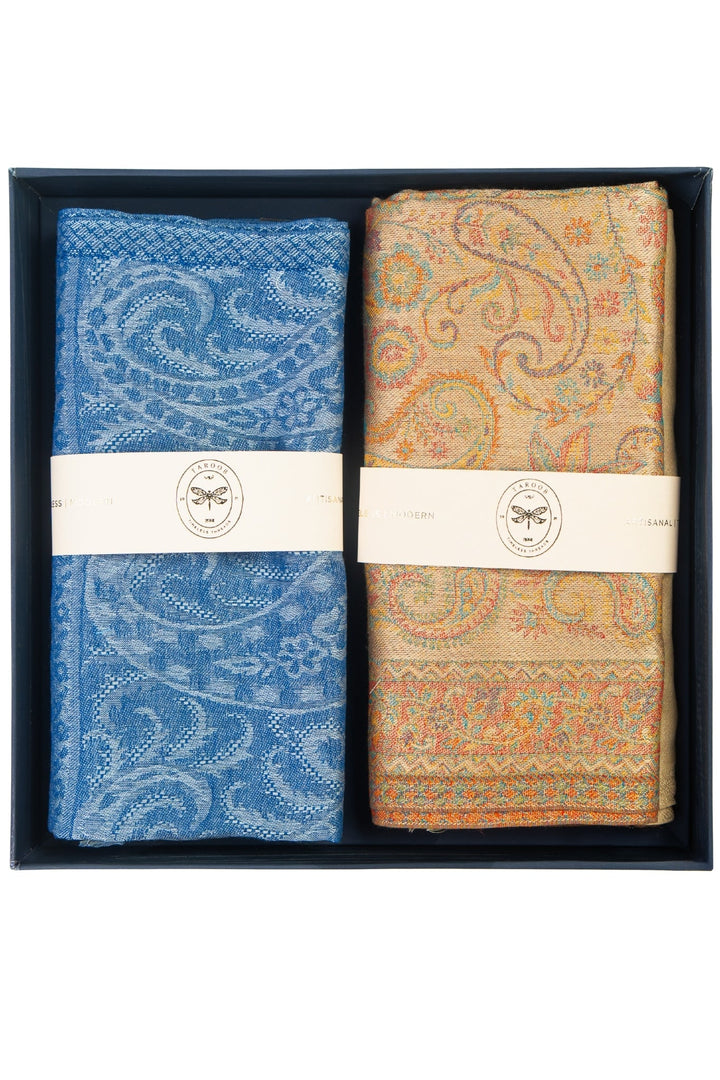 Taroob Couple Gift Set of Luxury Kasmiri Jamawar Stoles for Him & Her