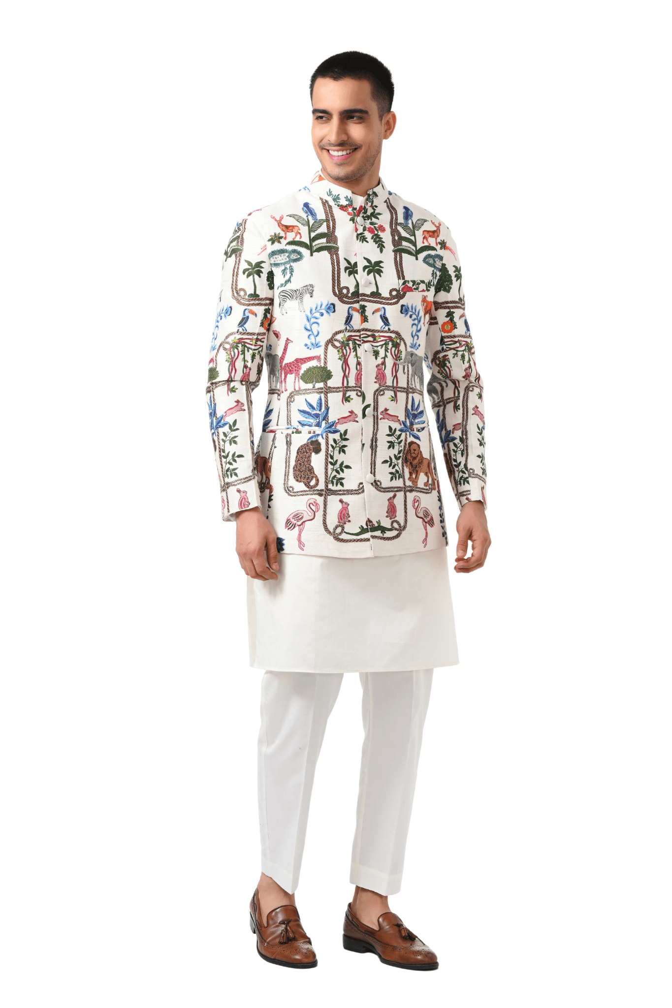 Taroob Safari Kalamkari Embroidered Silk Bandhgala