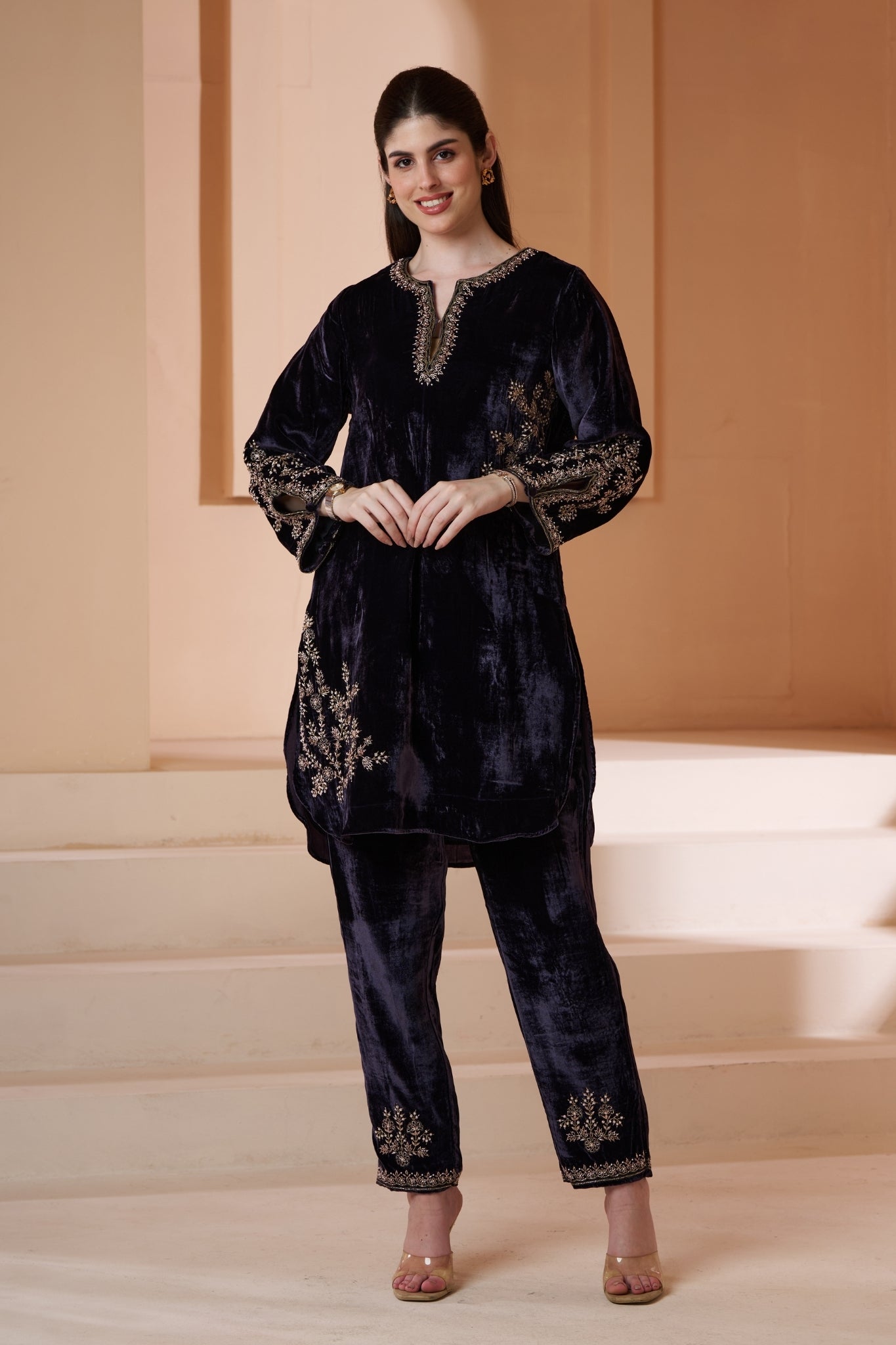 Taroob Hand Embellished Velvet Co-ord Set