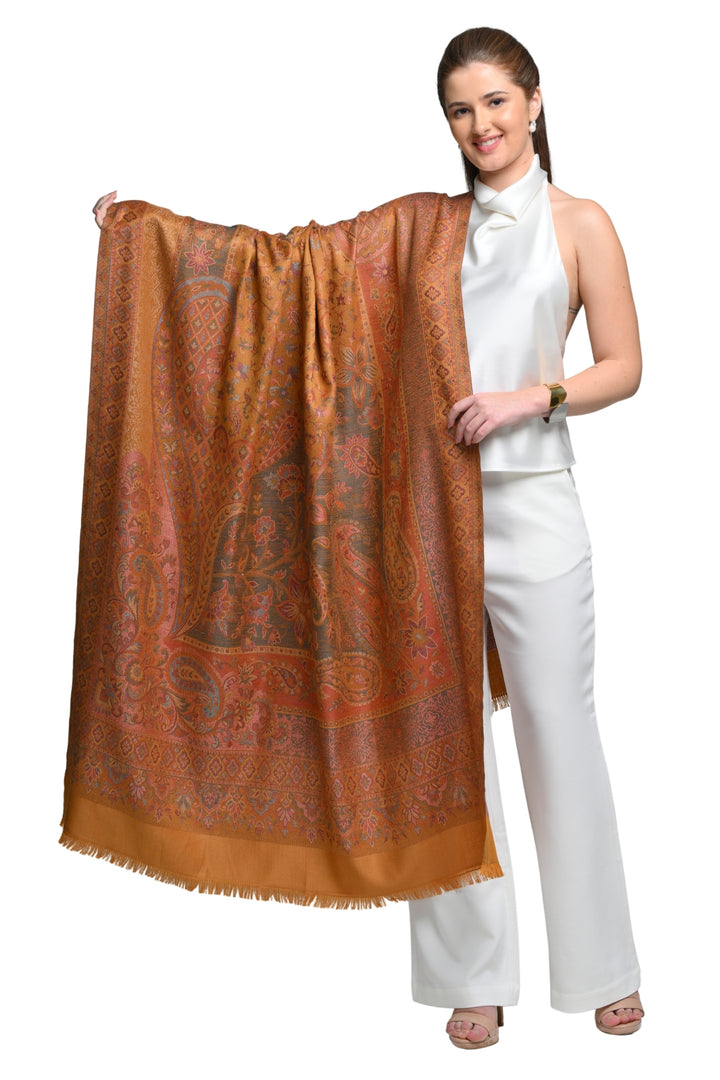 Taroob Gift Set of Faux Pashmina Jamawar Shawl for Her & Silk  Jamawar Stole for Him