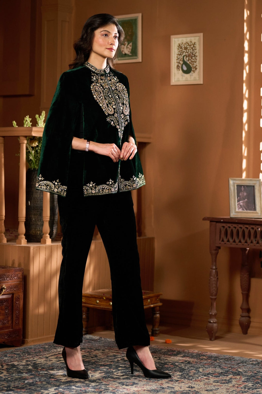 Taroob Velvet  Embroidered Zewar Cape