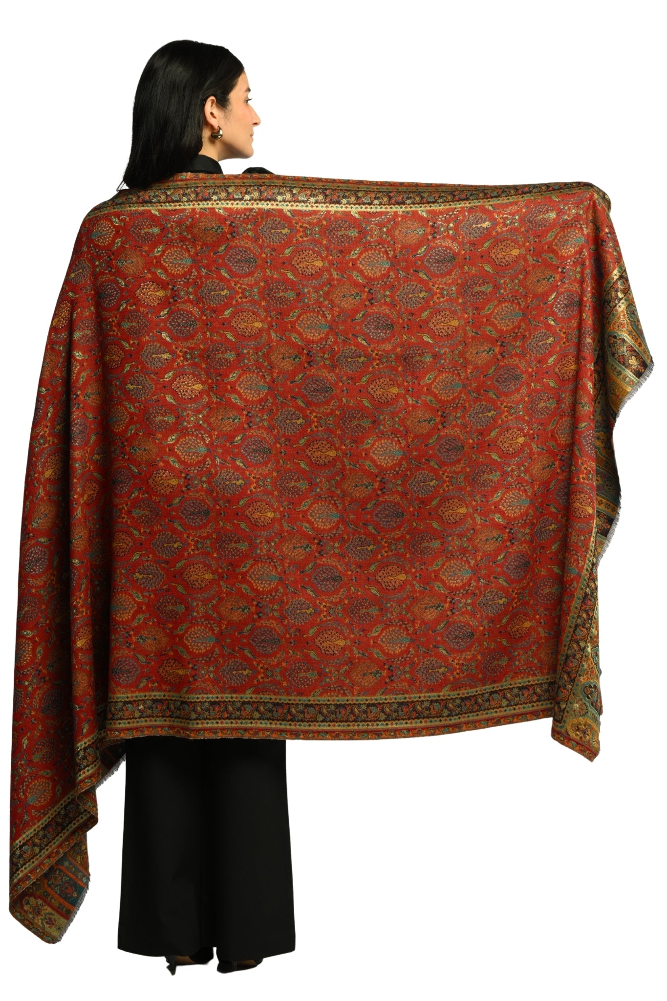 Taroob Peacock Garden Resham Shawl
