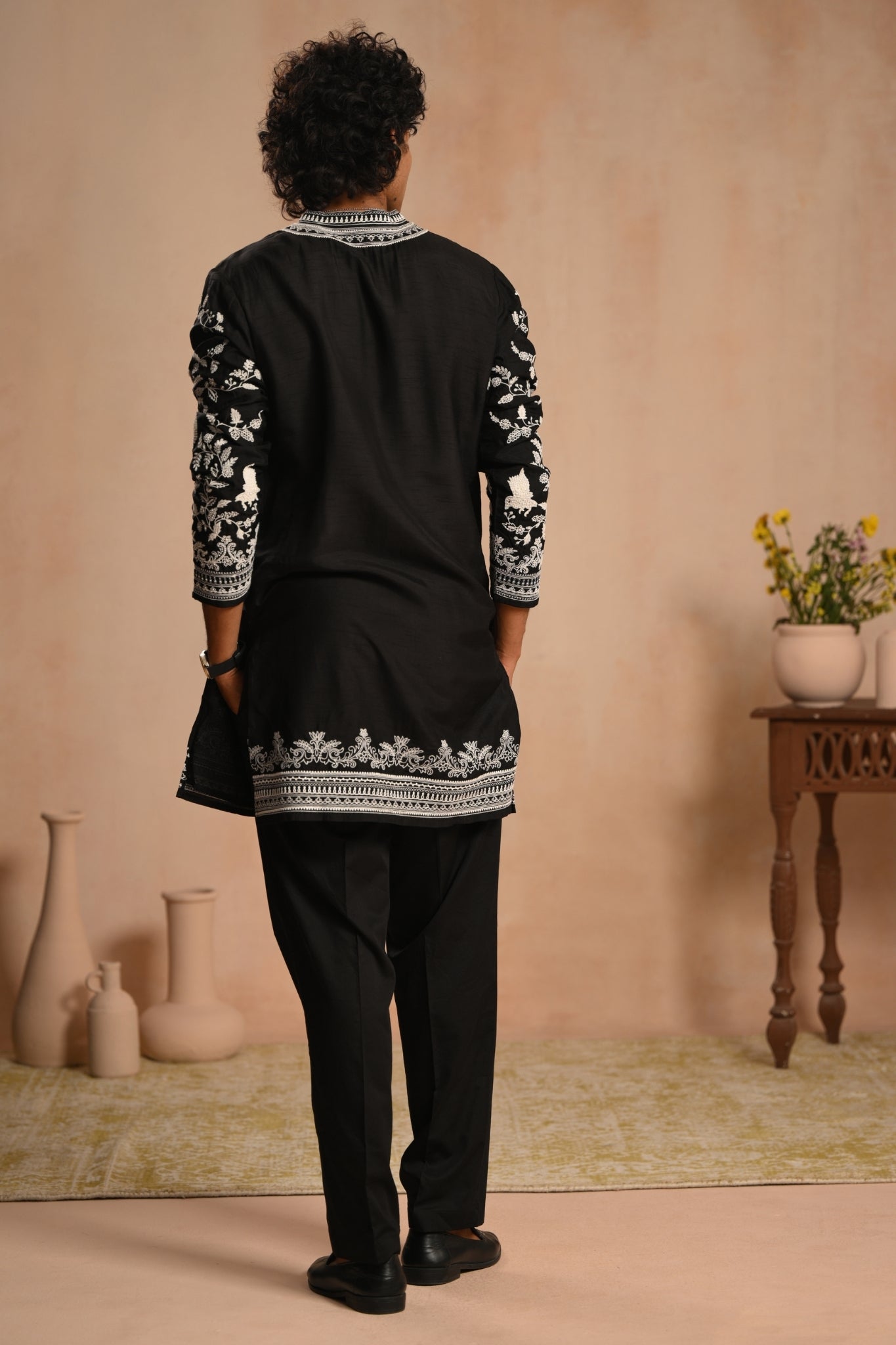 Black Shalimar Hand Embroidered Kurta Pajama Set