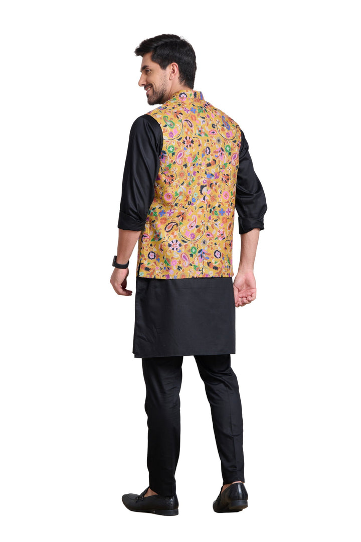 Mustard Embroidered Kalamkari Bandi Jacket
