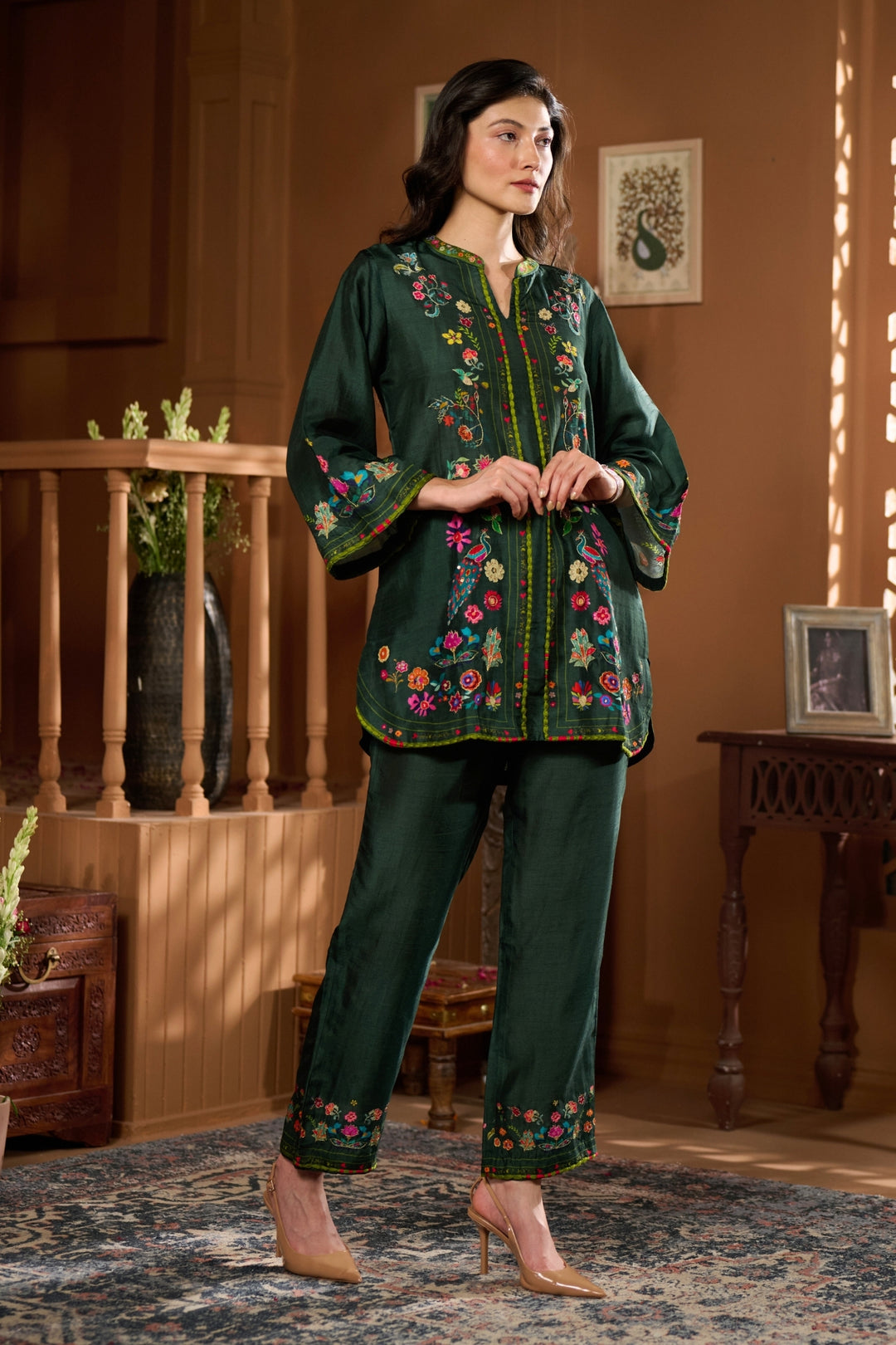 Taroob Dancing Feathers Embroidered Co-ord Set