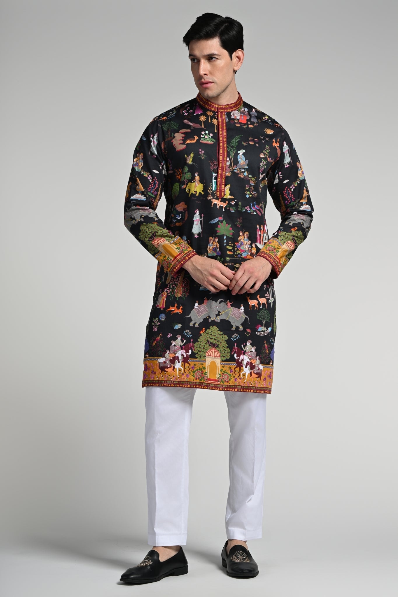 Taroob Printed Mughal Shikar-dar Kurta Pajama Set