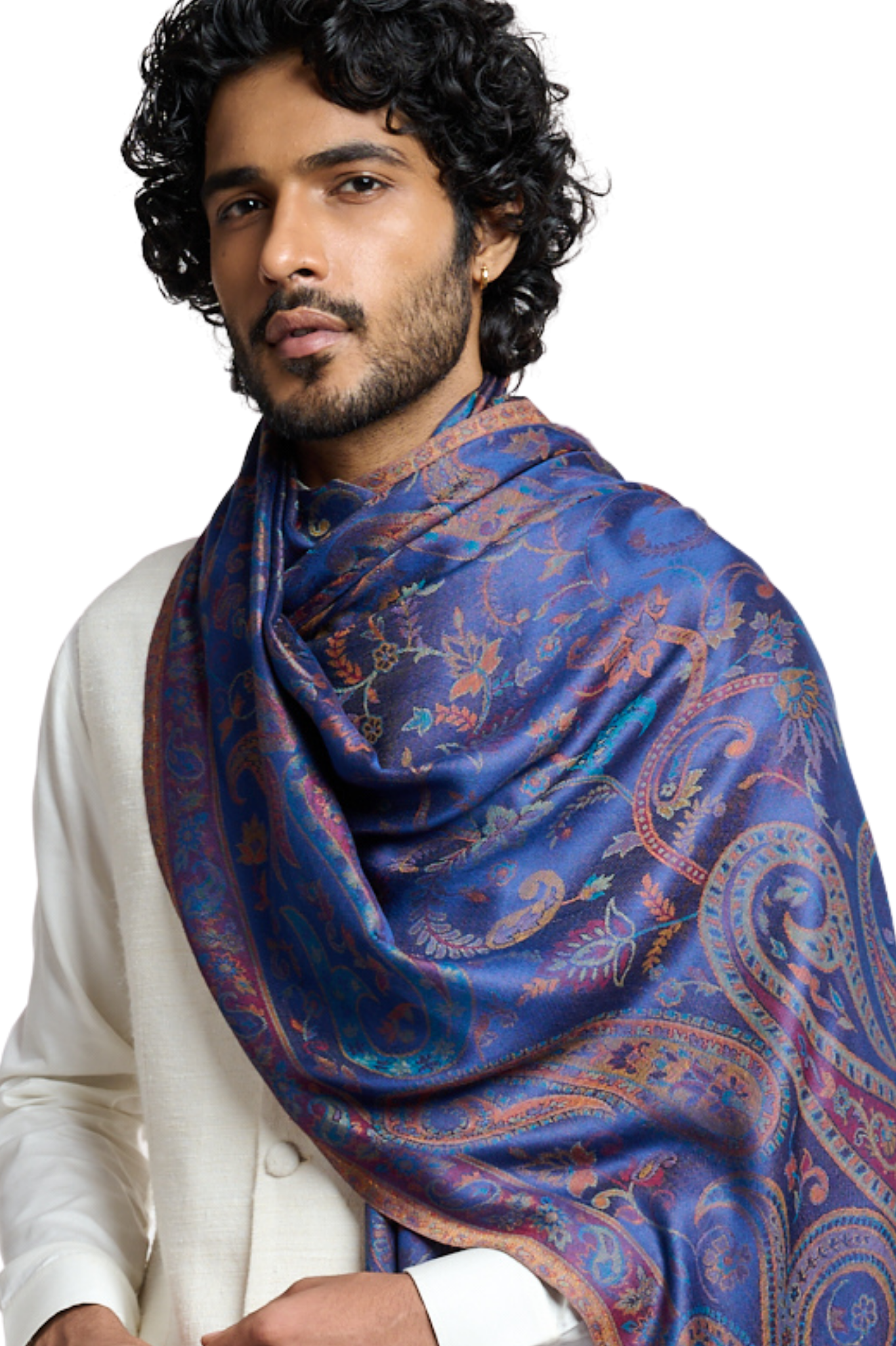 Taroob Men's Magnificent Paisley Silk Jamawar Stole