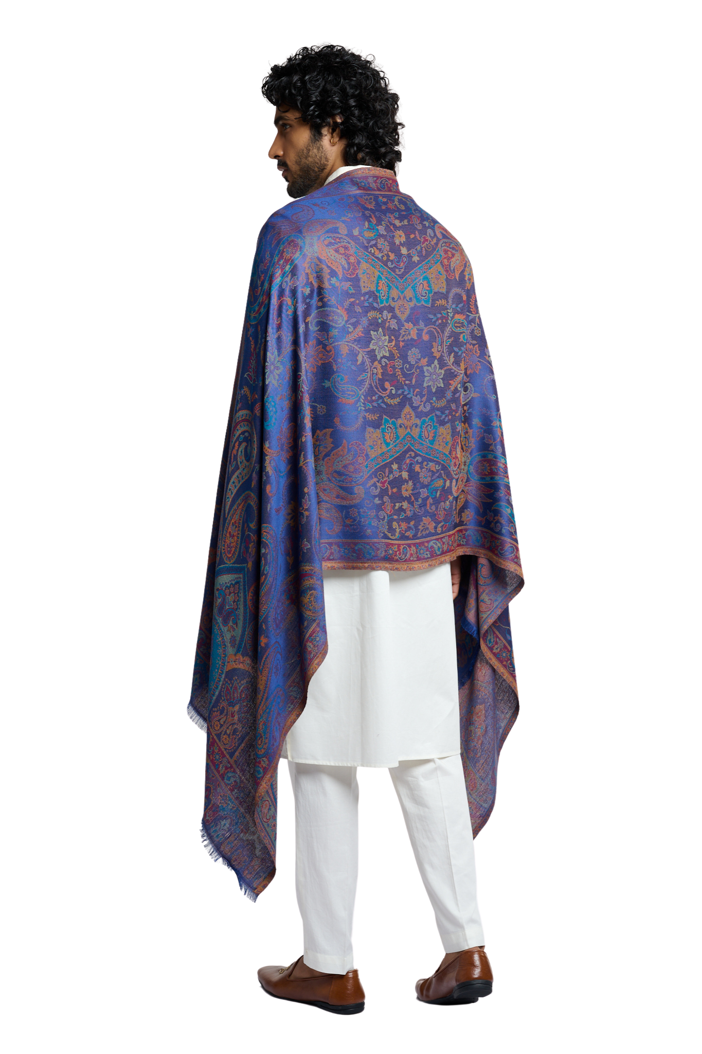 Taroob Men's Magnificent Paisley Silk Jamawar Stole