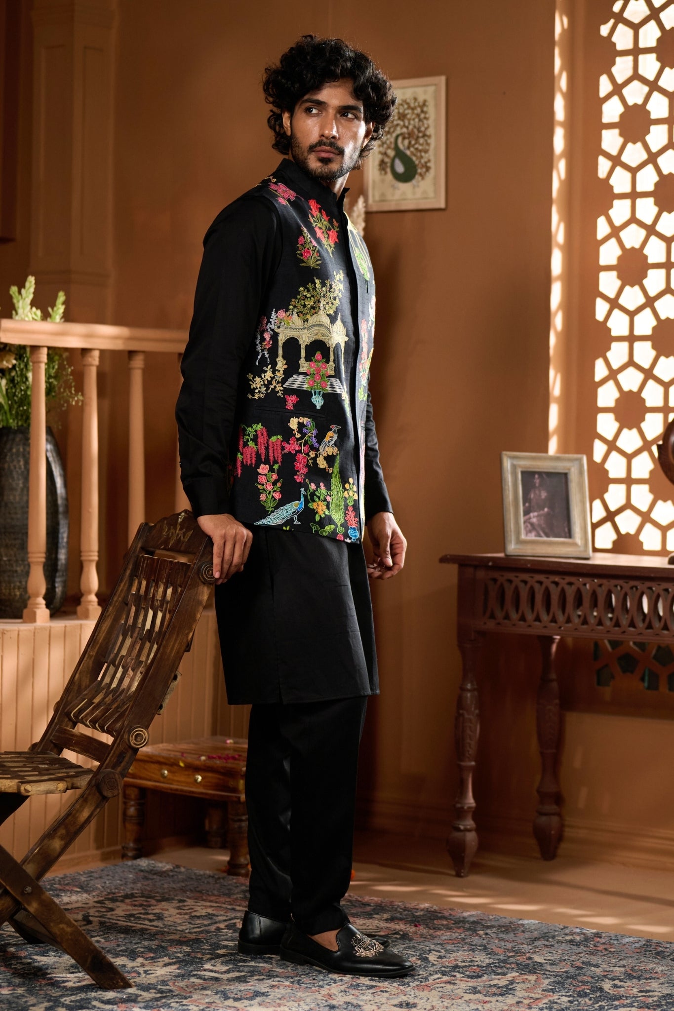 Taroob Darbar-e-Rooh Kalamkari Nehru Jacket