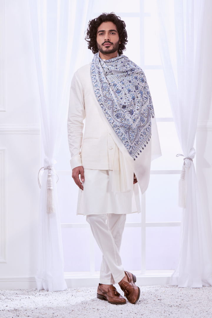 Men's Embroidered Wool Scarf