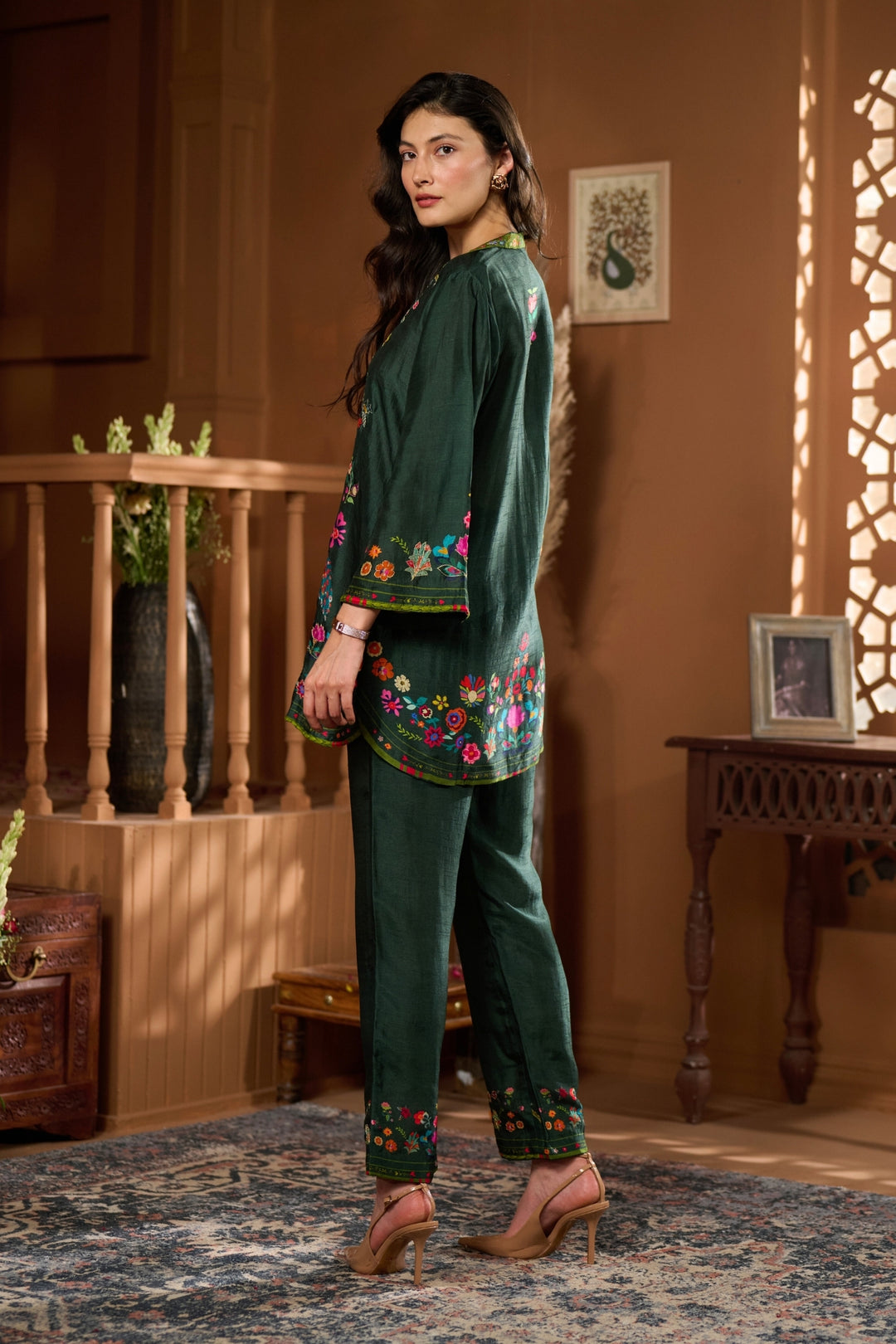 Taroob Dancing Feathers Embroidered Co-ord Set