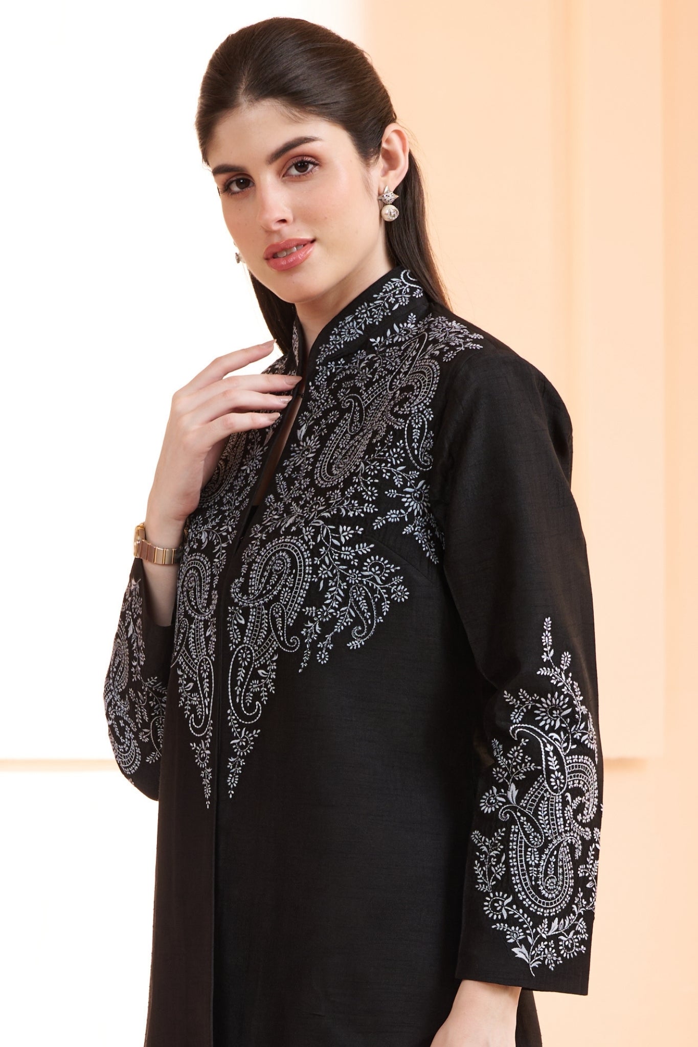 Taroob Sozni Embroidered Silk Women Blazer