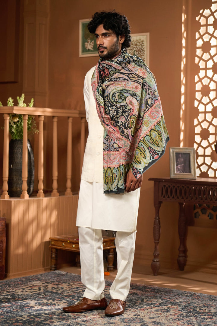 Taroob Urban Paisley Wool Kalamkari Stole