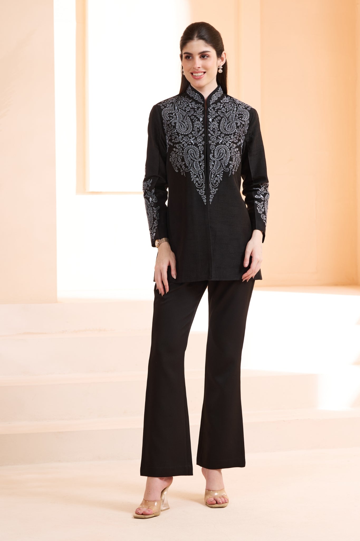 Taroob Sozni Embroidered Silk Women Blazer