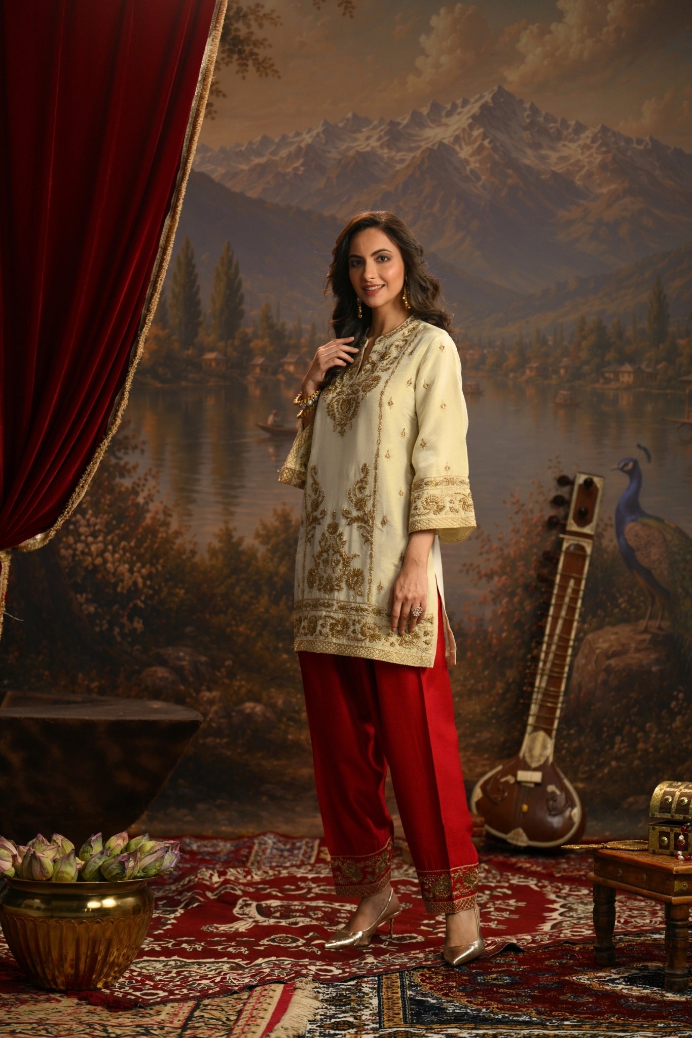 Ivory Meher Bagh Embroidered Kurta Set Taroob