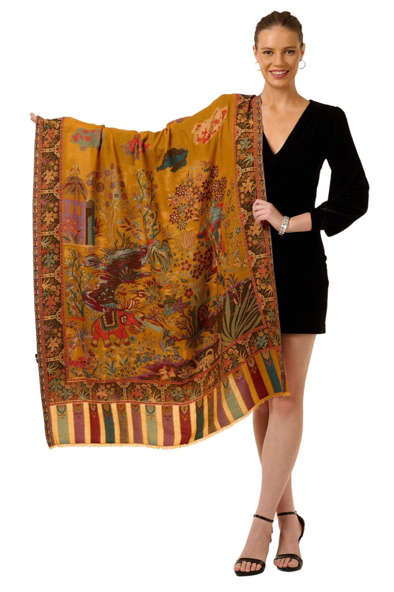 Taroob Couple Gift of Wool Kaani Shawl for Her & Pocket Square for Him