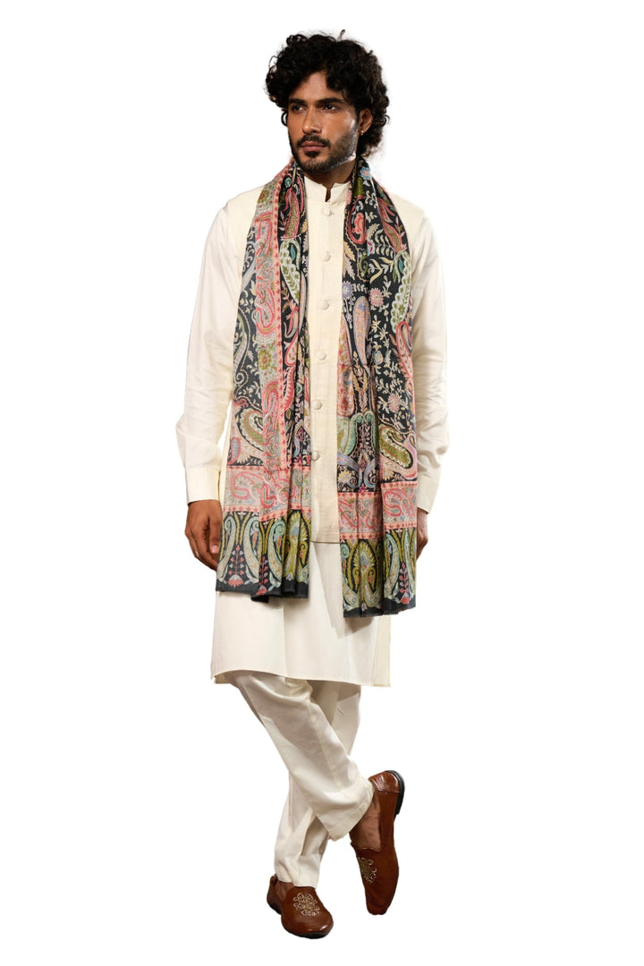 Taroob Urban Paisley Wool Kalamkari Stole