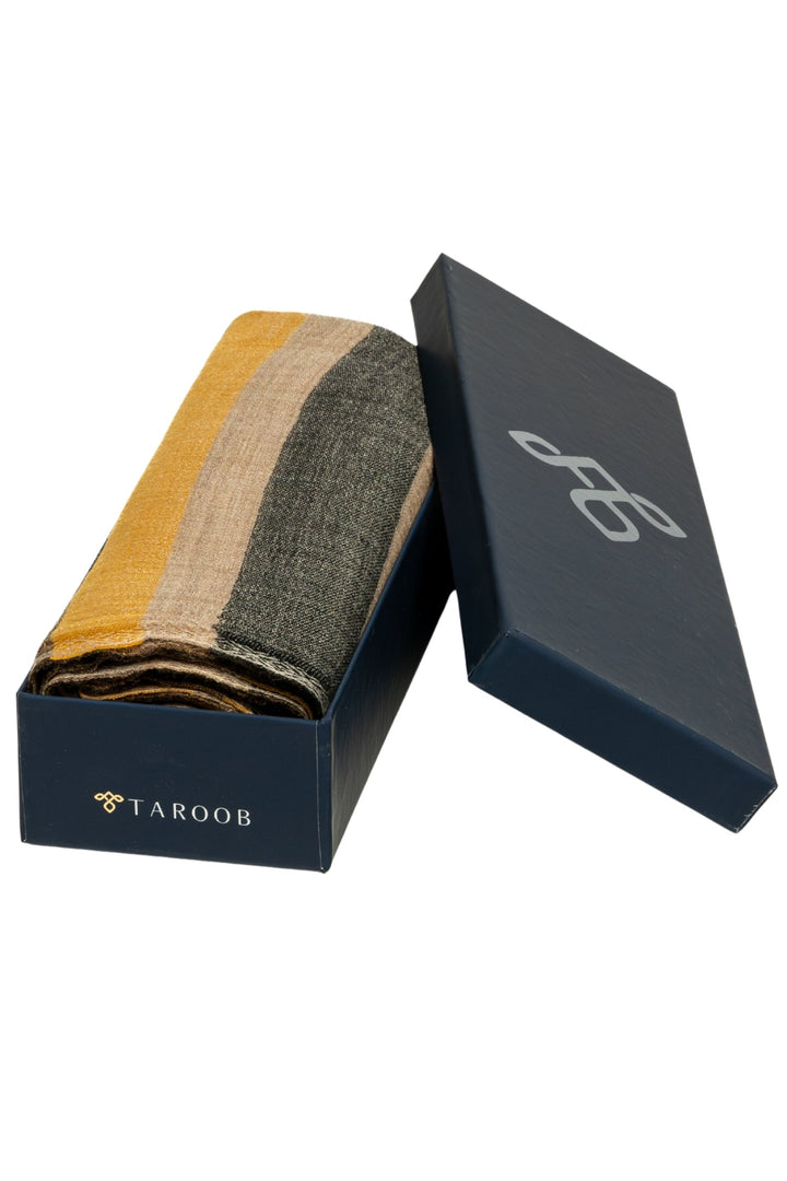 Taroob Gift Set of Unisex Bold Striper Wool Zari Stole for Him or Her