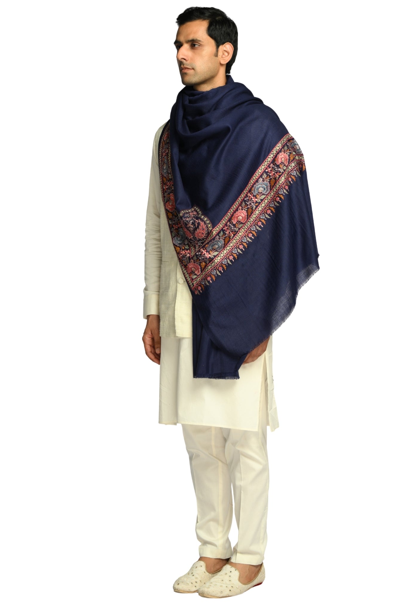 Taroob Sozni Floral Embroiderd Border Shawl