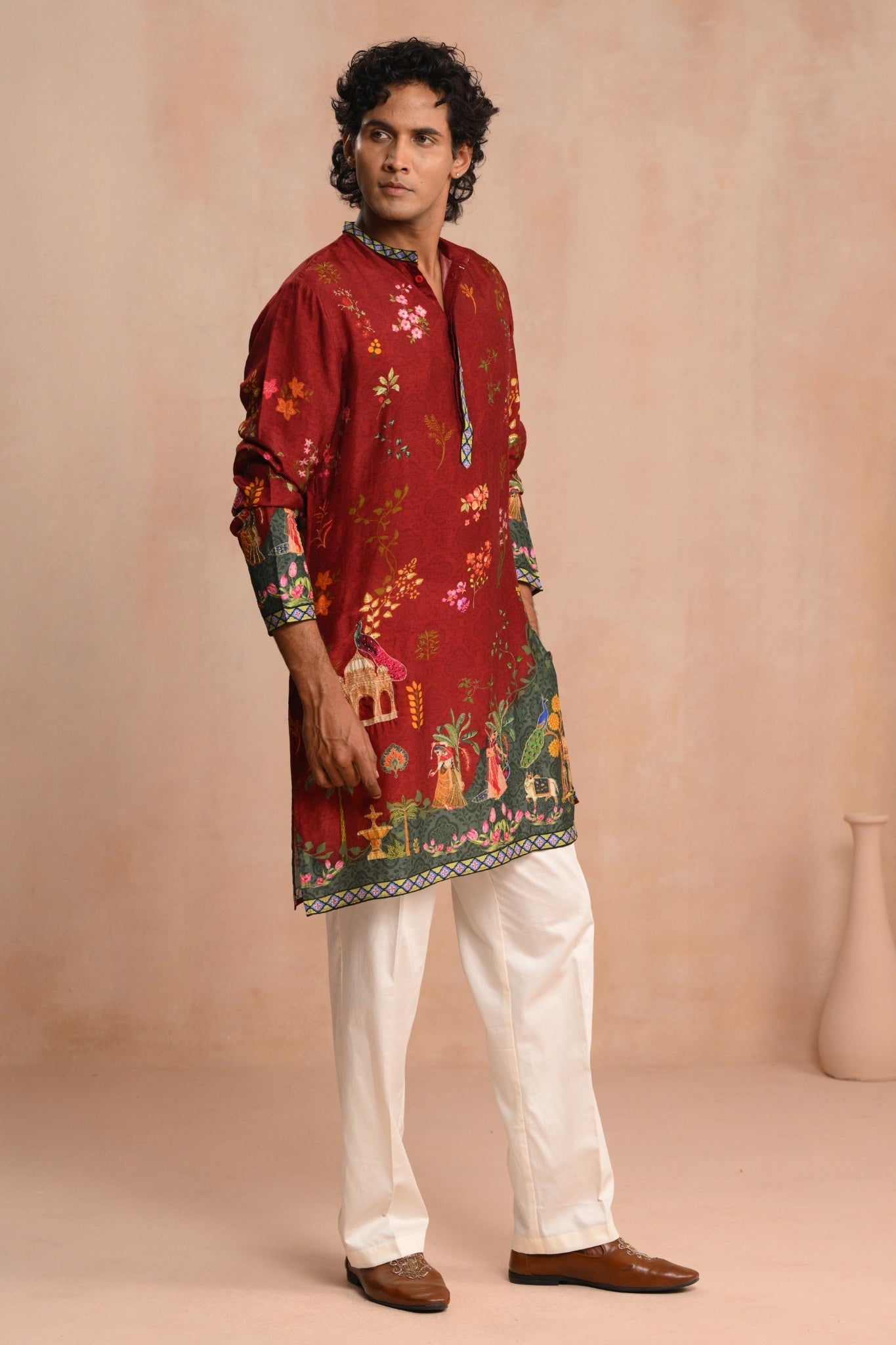 Dark Red Jashn-e-Bahar Embroidered Kurta Pajama Set
